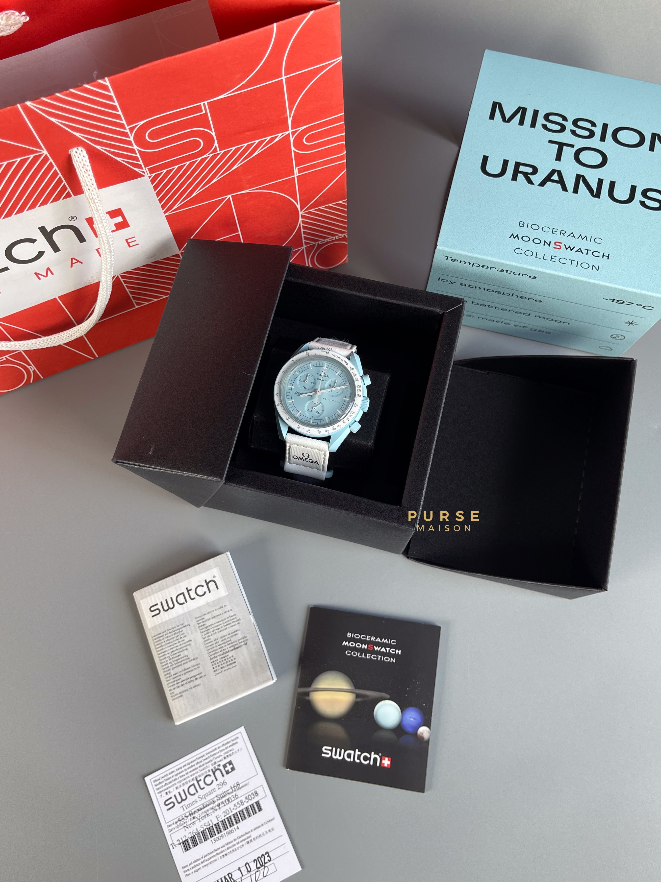 Omega x Swatch Bioceramic MoonSwatch Collection Mission to Uranus | Purse Maison Luxury Bags Shop