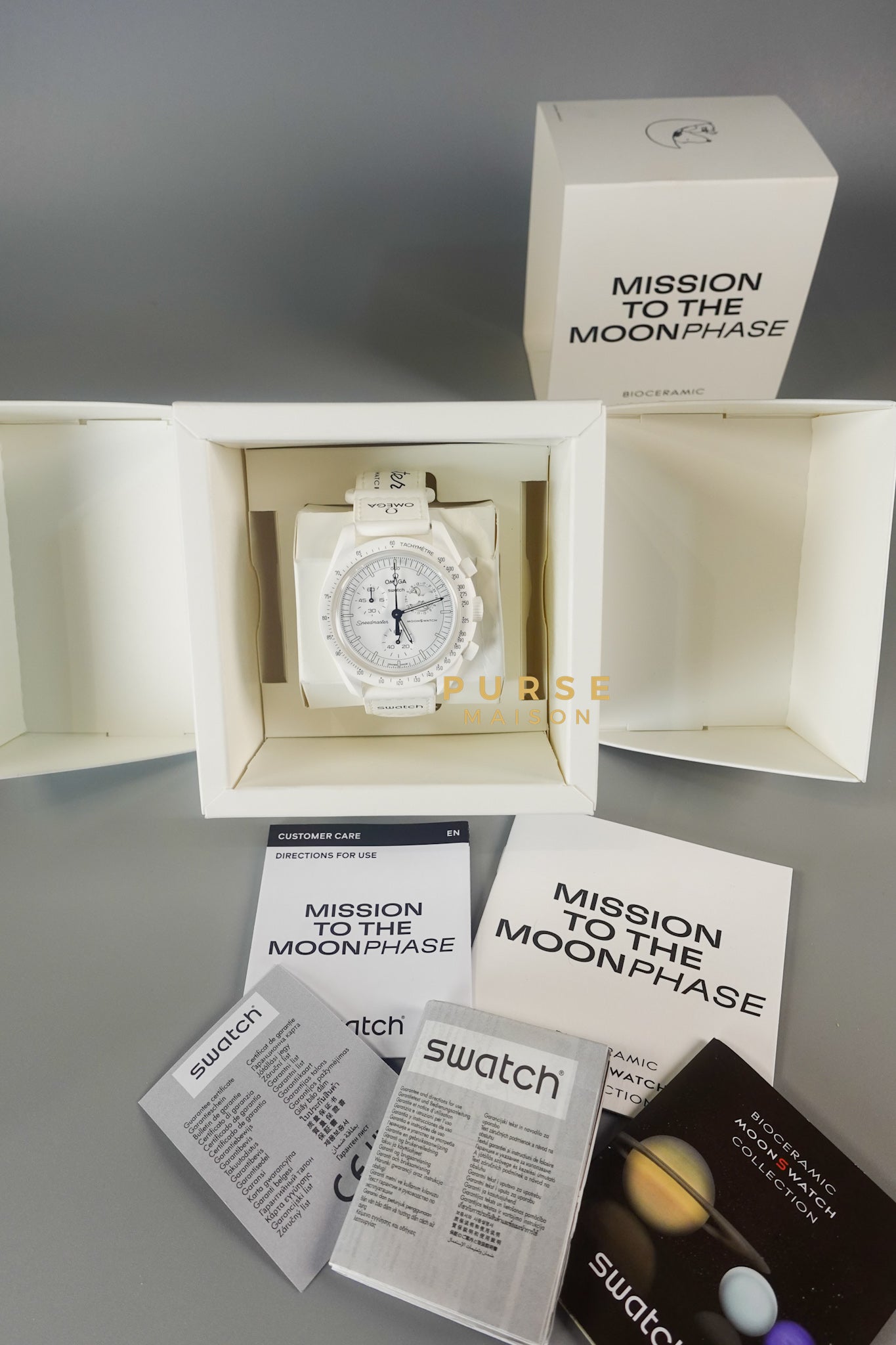 Omega x Swatch Snoopy Bioceramic MoonSwatch Collection Mission to the Moonphase | Purse Maison Luxury Bags Shop