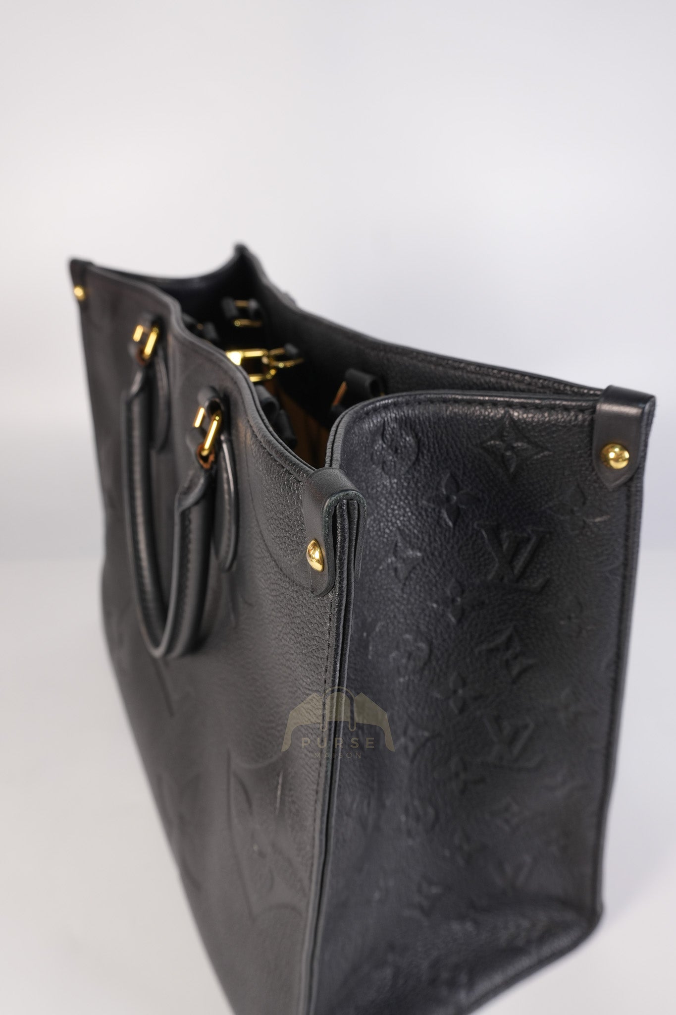 On The Go MM in Black Empreinte Leather & Gold Hardware Microchip | Purse Maison Luxury Bags Shop