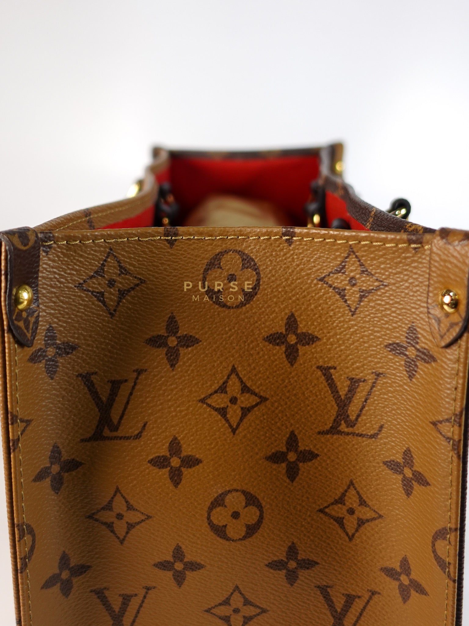 On The Go MM in Reverse Monogram Canvas & Gold Hardware Microchip | Purse Maison Luxury Bags Shop