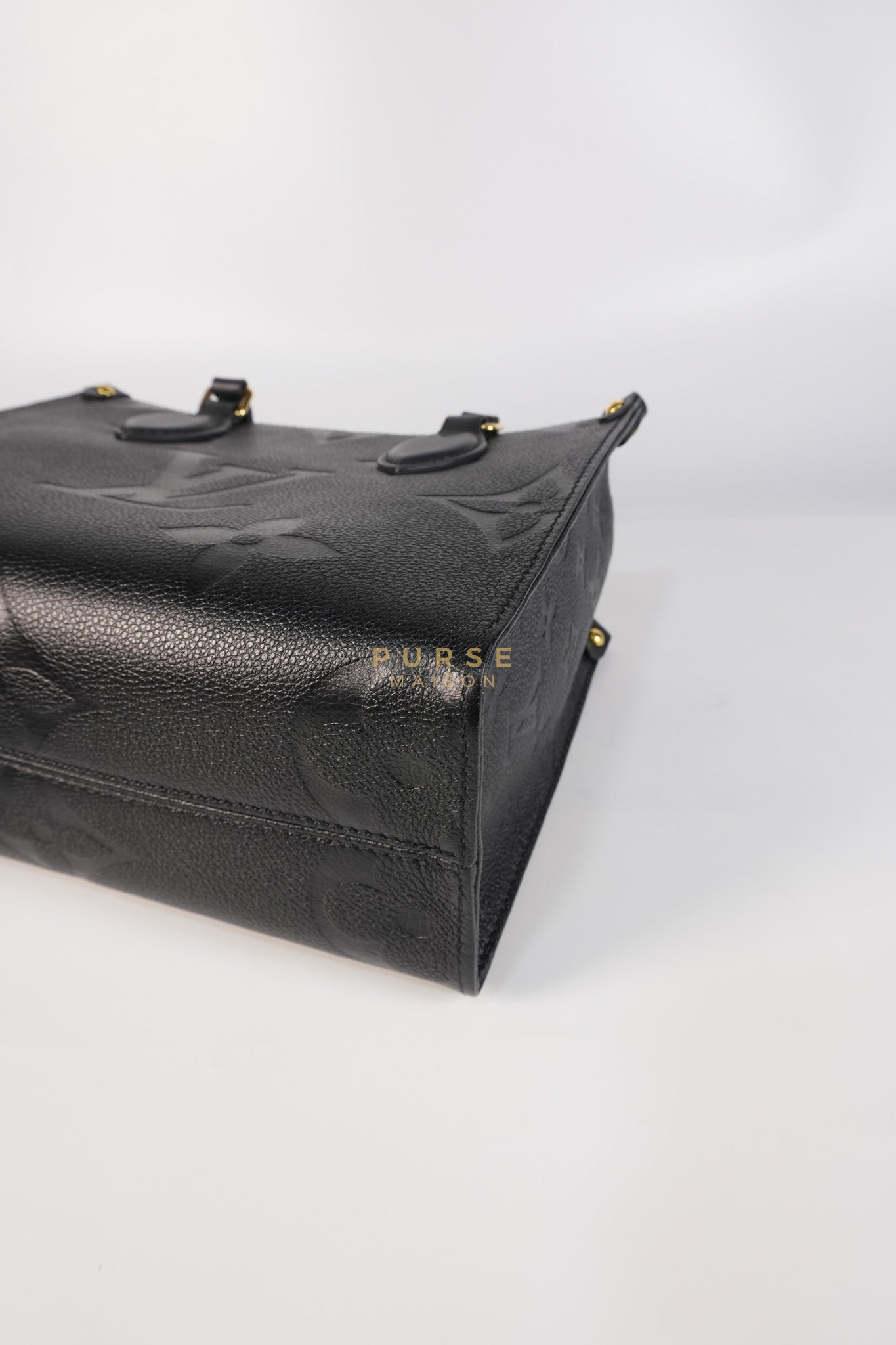 On The Go PM in Black Monogram Canvas & Gold Hardware Microchip | Purse Maison Luxury Bags Shop