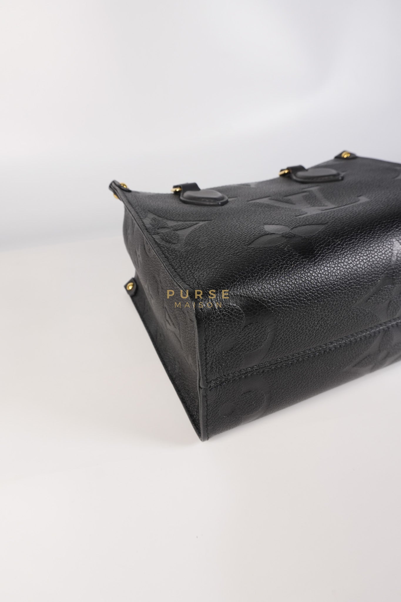 On The Go PM in Black Monogram Canvas & Gold Hardware Microchip | Purse Maison Luxury Bags Shop