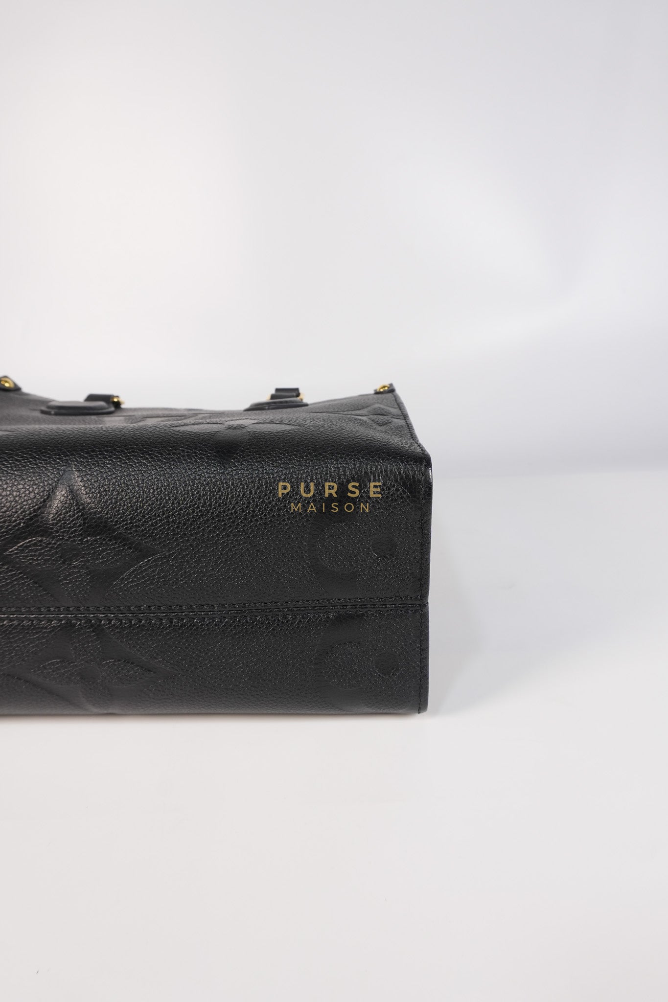 On The Go PM in Black Monogram Canvas & Gold Hardware Microchip | Purse Maison Luxury Bags Shop