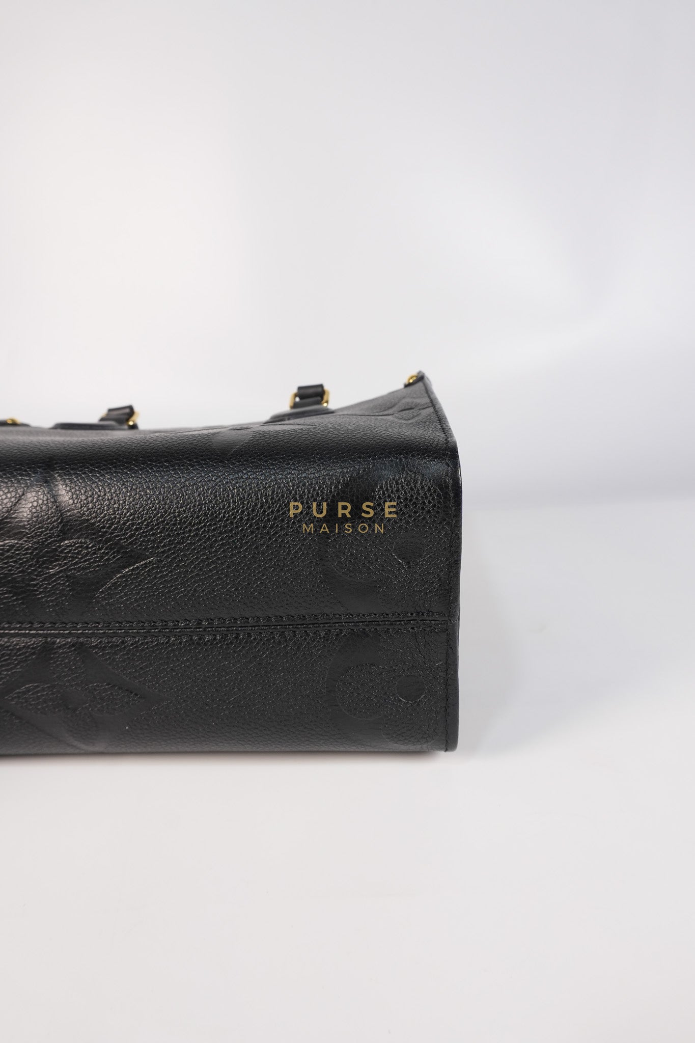 On The Go PM in Black Monogram Canvas & Gold Hardware Microchip | Purse Maison Luxury Bags Shop