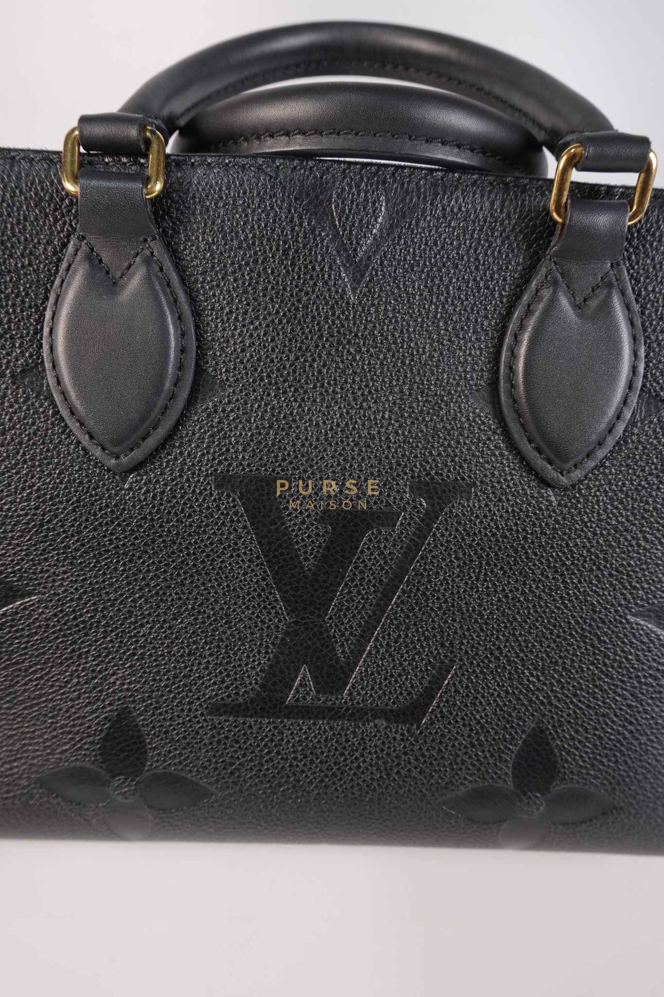 On The Go PM in Black Monogram Canvas & Gold Hardware Microchip | Purse Maison Luxury Bags Shop