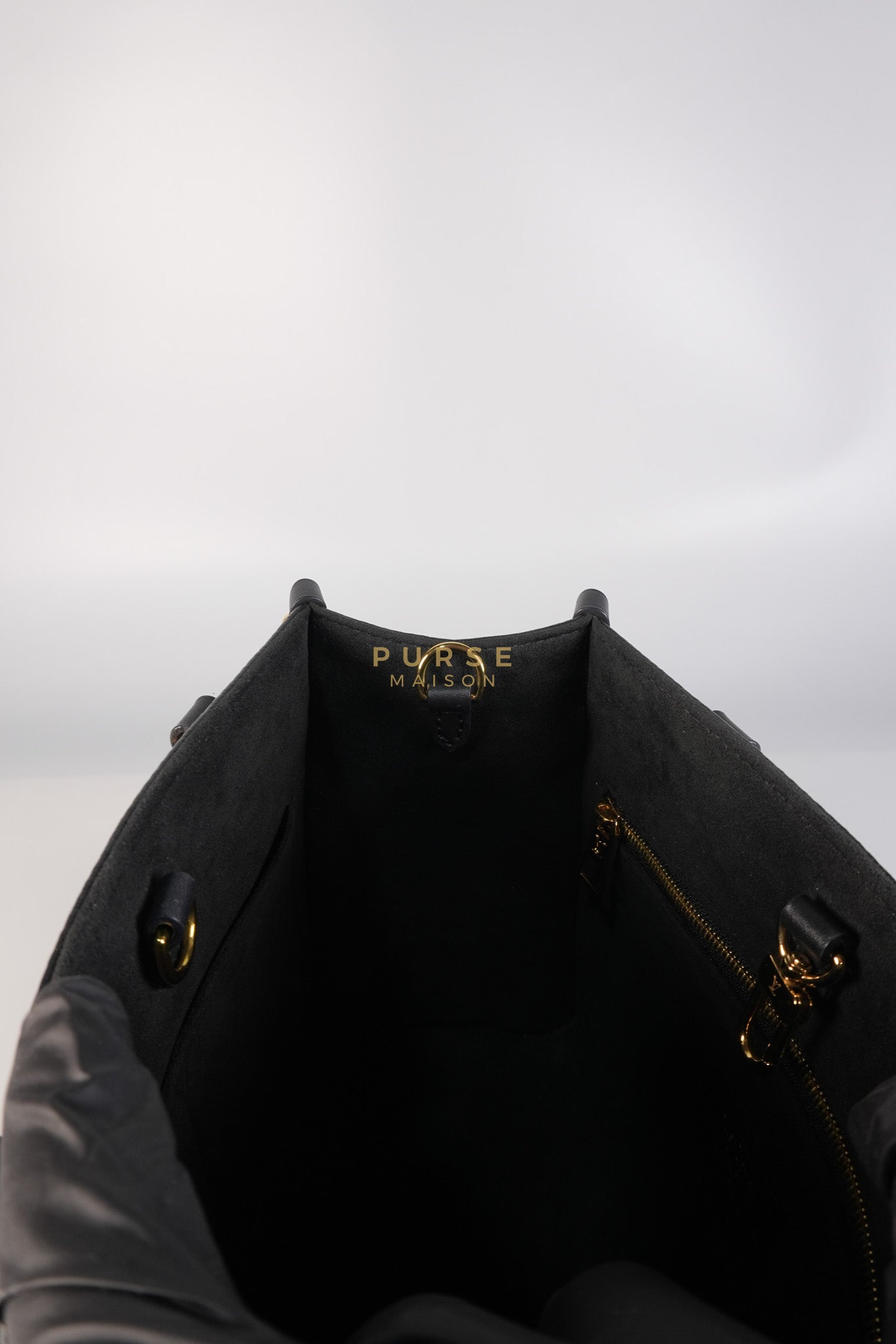 On The Go PM in Black Monogram Canvas & Gold Hardware Microchip | Purse Maison Luxury Bags Shop