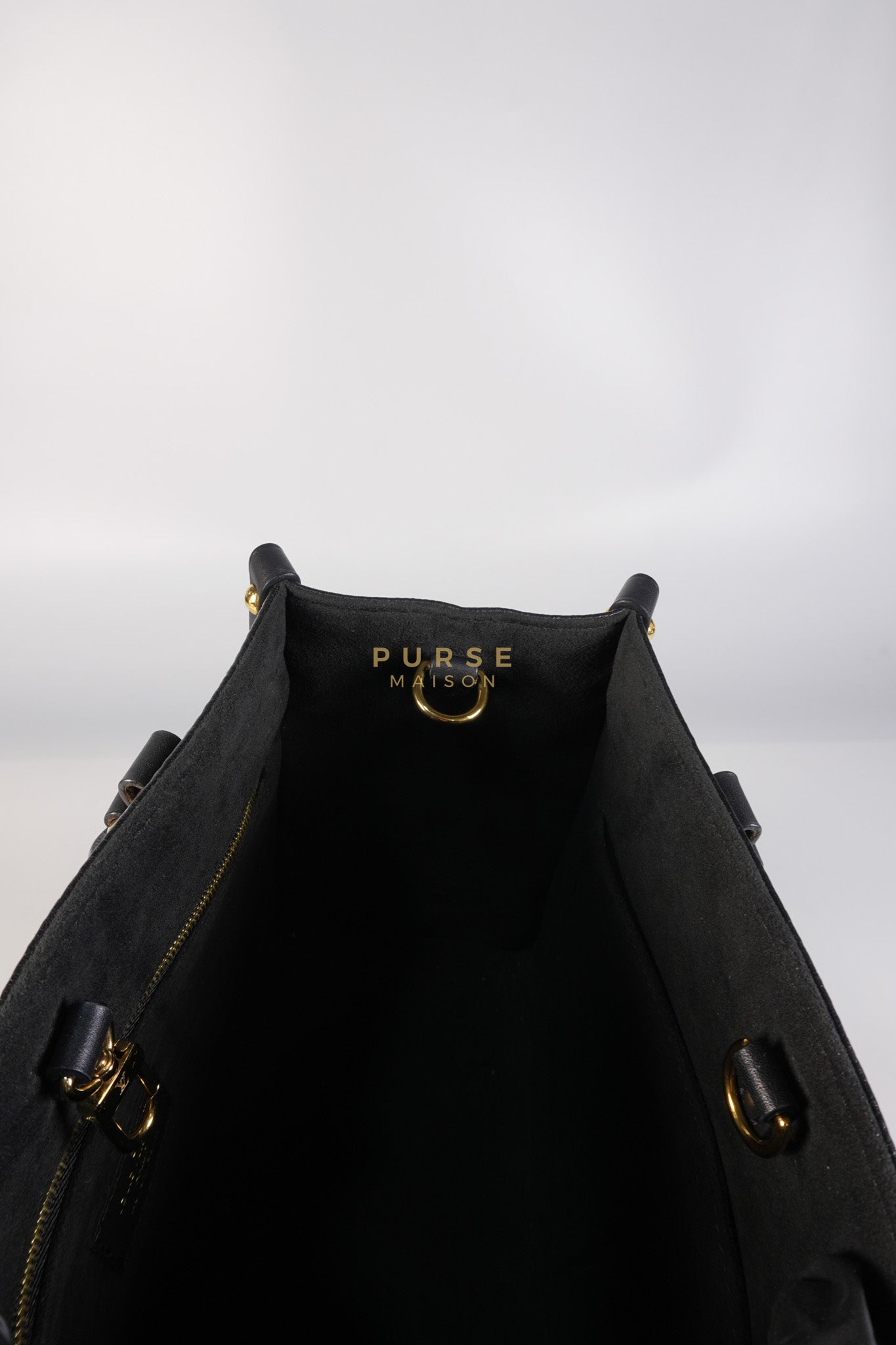On The Go PM in Black Monogram Canvas & Gold Hardware Microchip | Purse Maison Luxury Bags Shop