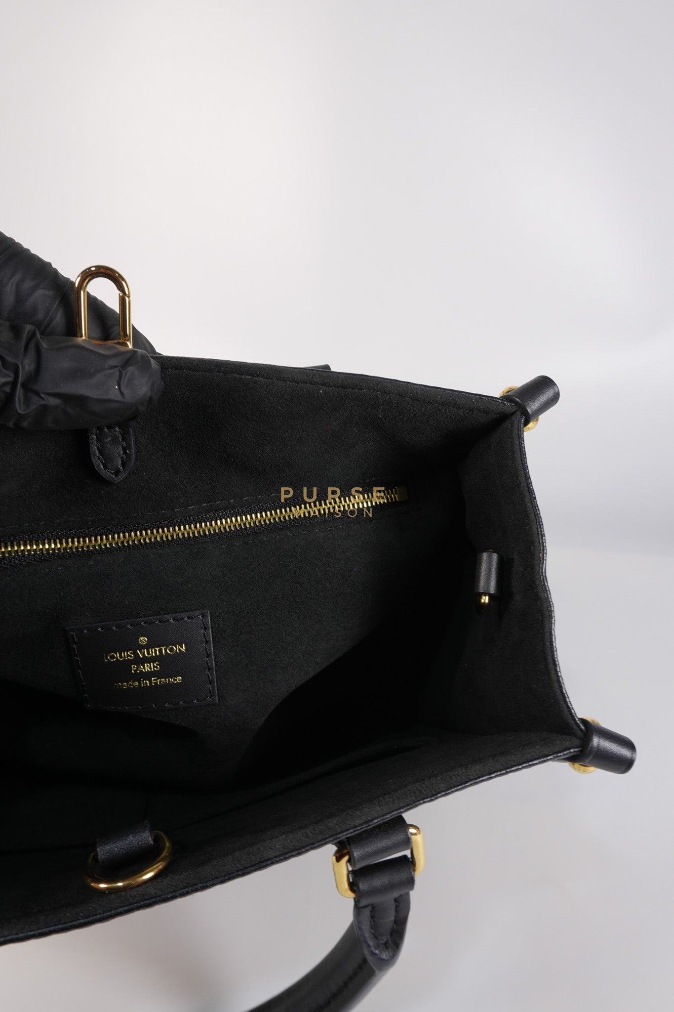On The Go PM in Black Monogram Canvas & Gold Hardware Microchip | Purse Maison Luxury Bags Shop