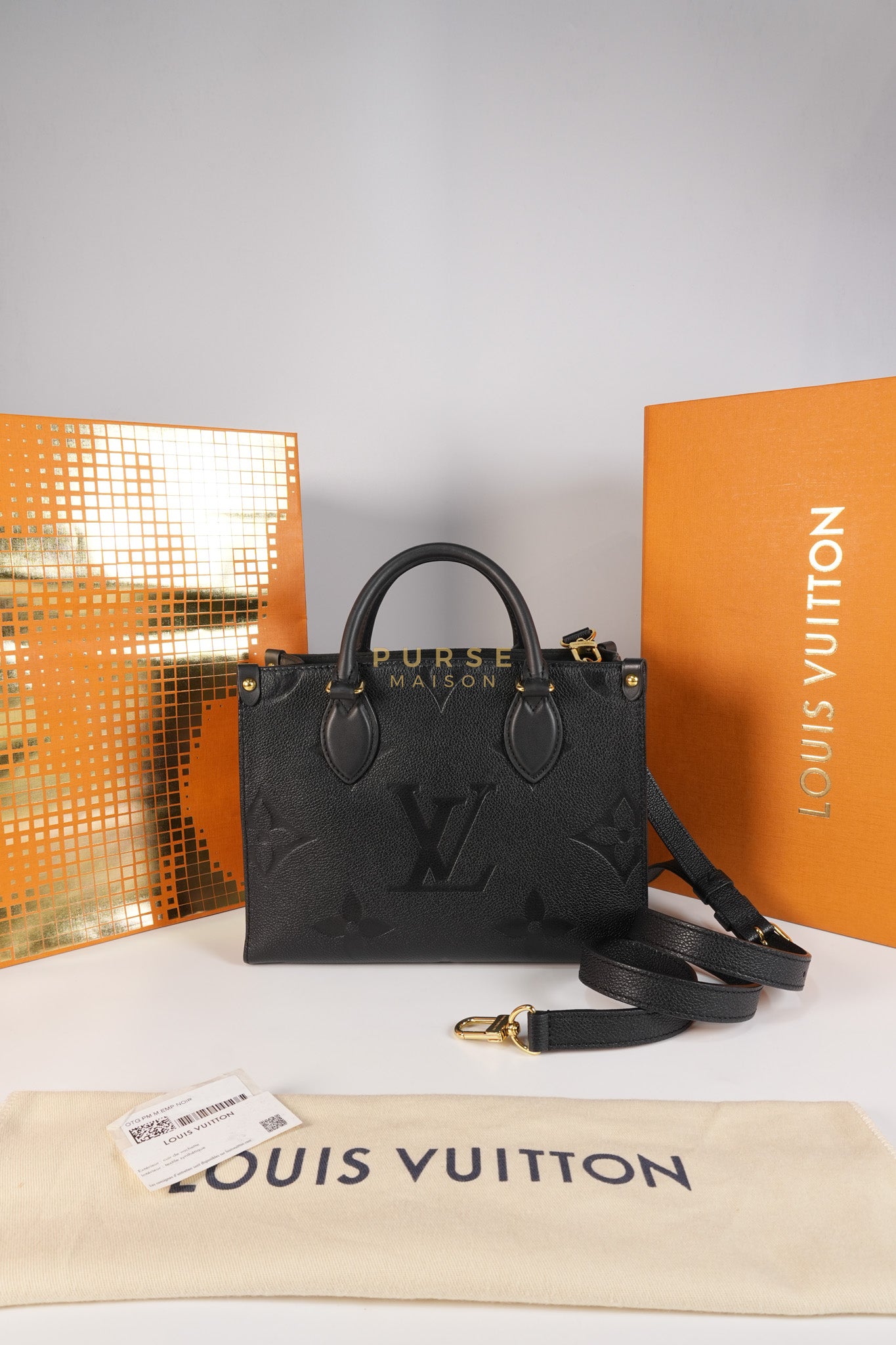 On The Go PM in Black Monogram Canvas & Gold Hardware Microchip | Purse Maison Luxury Bags Shop