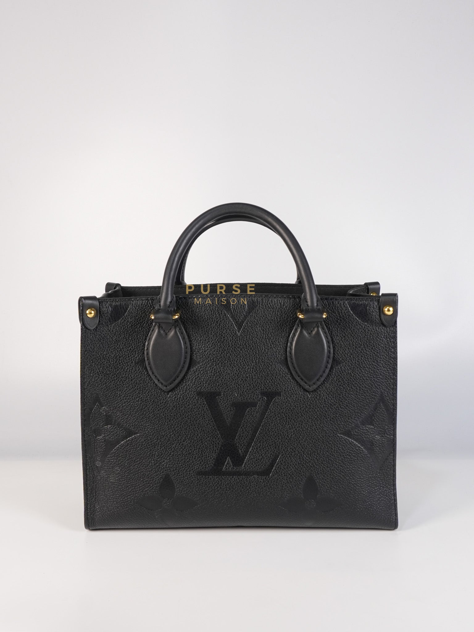 On The Go PM in Black Monogram Canvas & Gold Hardware Microchip | Purse Maison Luxury Bags Shop