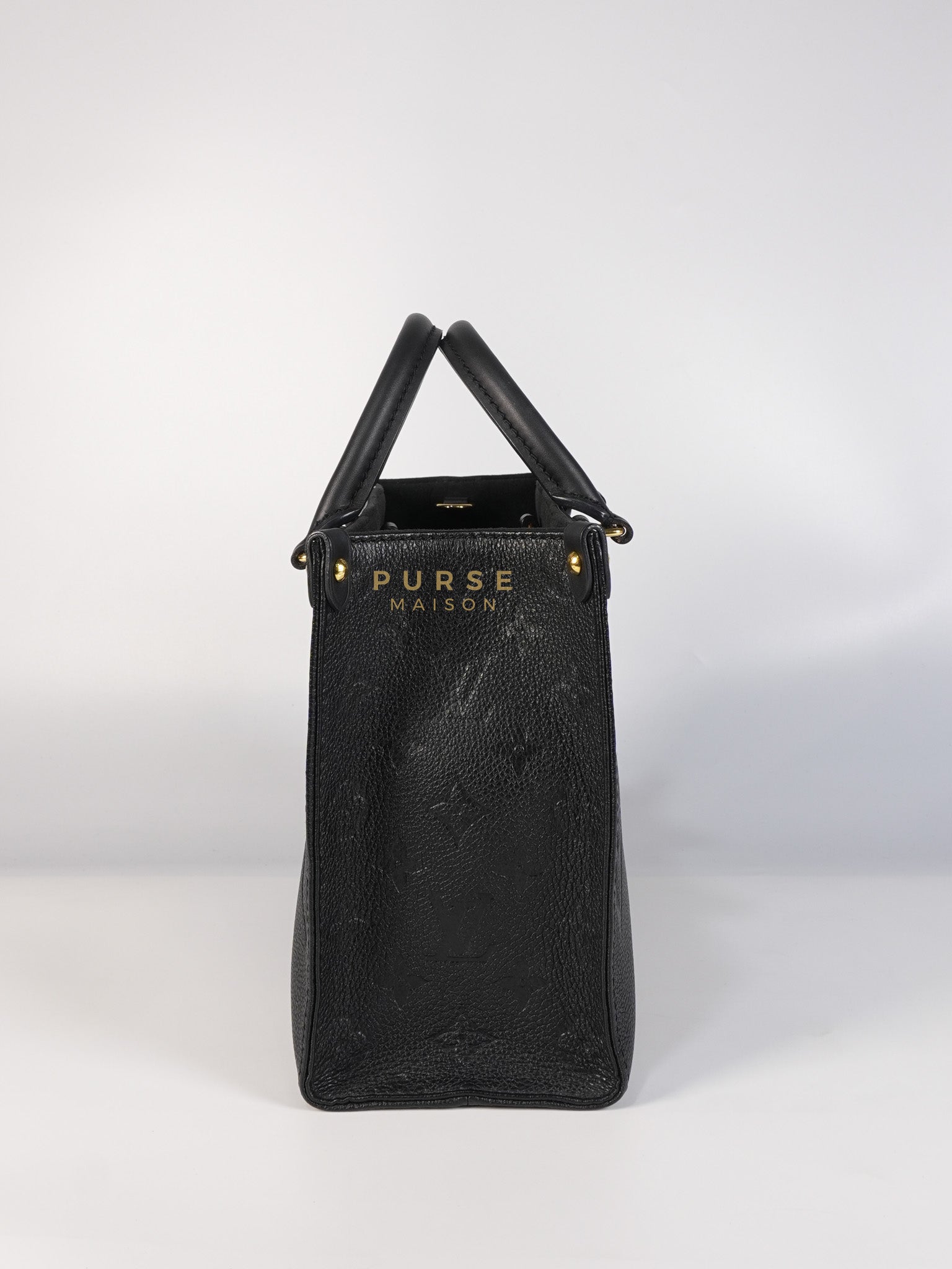 On The Go PM in Black Monogram Canvas & Gold Hardware Microchip | Purse Maison Luxury Bags Shop