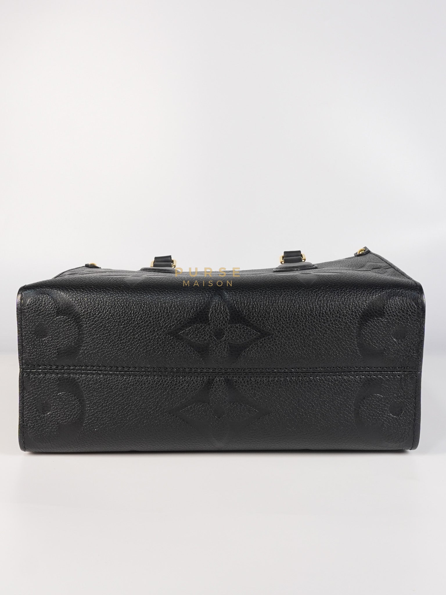 On The Go PM in Black Monogram Canvas & Gold Hardware Microchip | Purse Maison Luxury Bags Shop