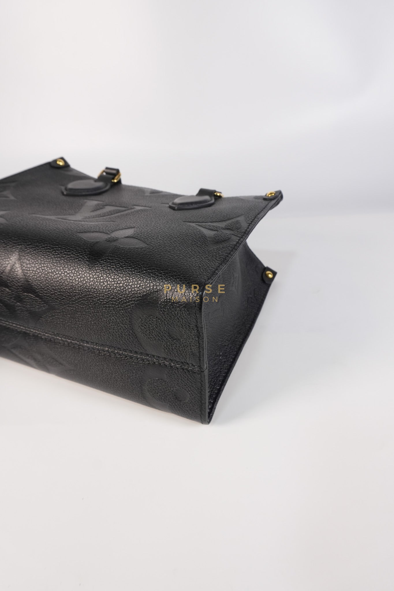 On The Go PM in Black Monogram Canvas & Gold Hardware Microchip | Purse Maison Luxury Bags Shop