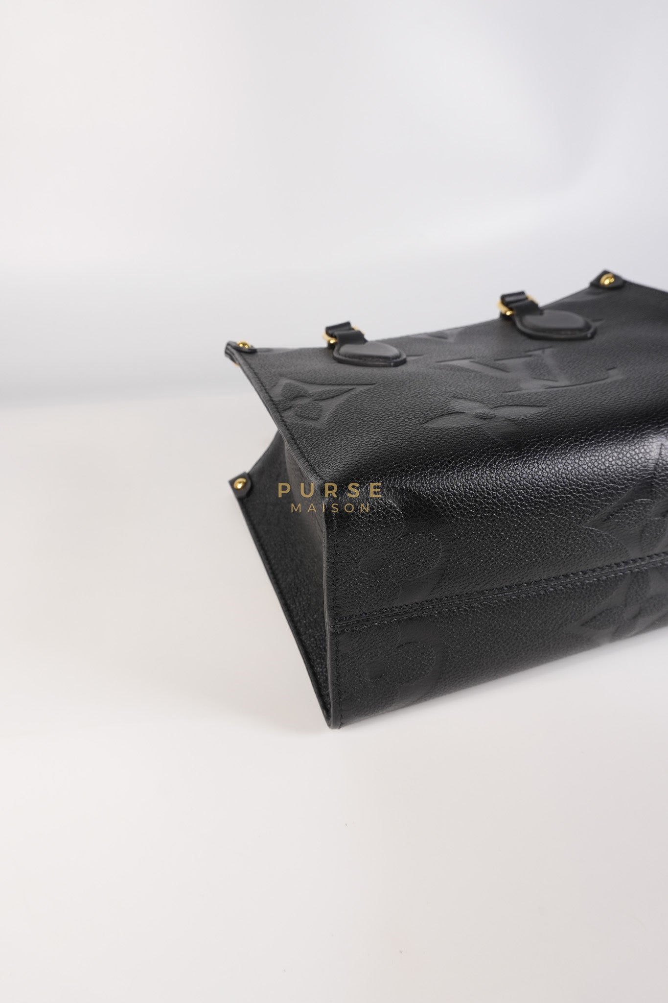 On The Go PM in Black Monogram Canvas & Gold Hardware Microchip | Purse Maison Luxury Bags Shop