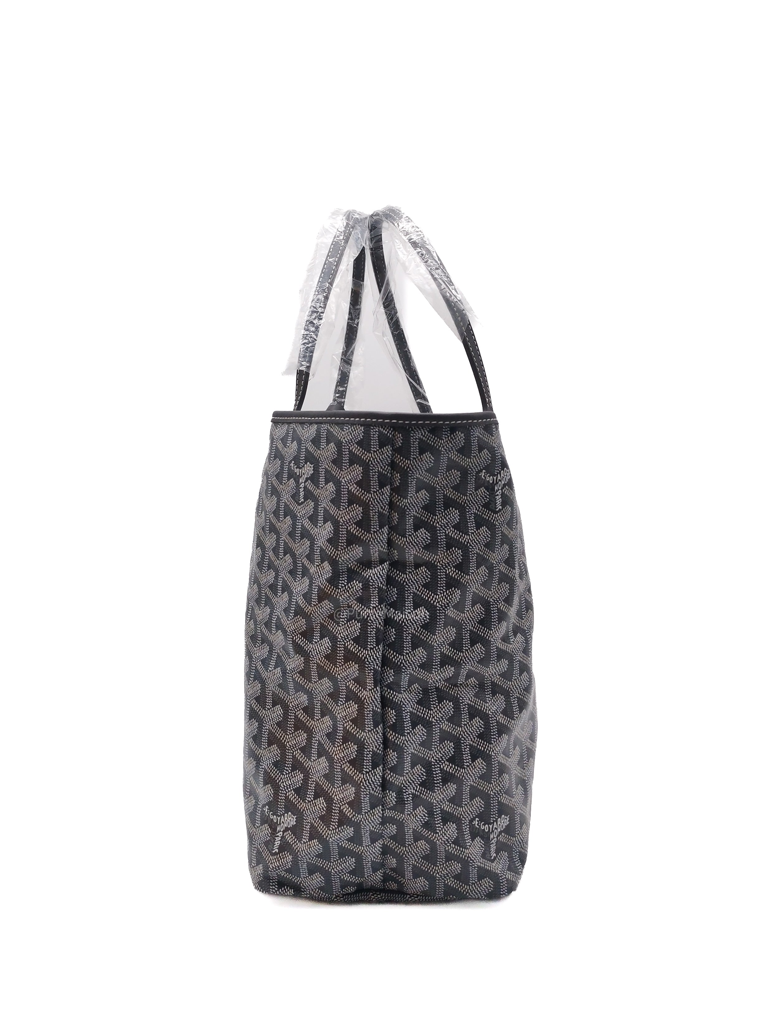 Goyard Saint Louis PM Tote Bag in Gris/Grey Goyardine Canvas with Croc Universel Clip Charm
