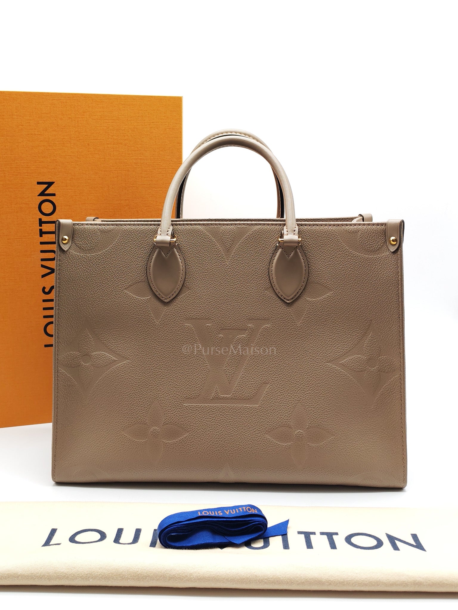 OnTheGo MM (OTG) in Beige Monogram Empriente Leather & Gold Hardware Microchip | Purse Maison Luxury Bags Shop