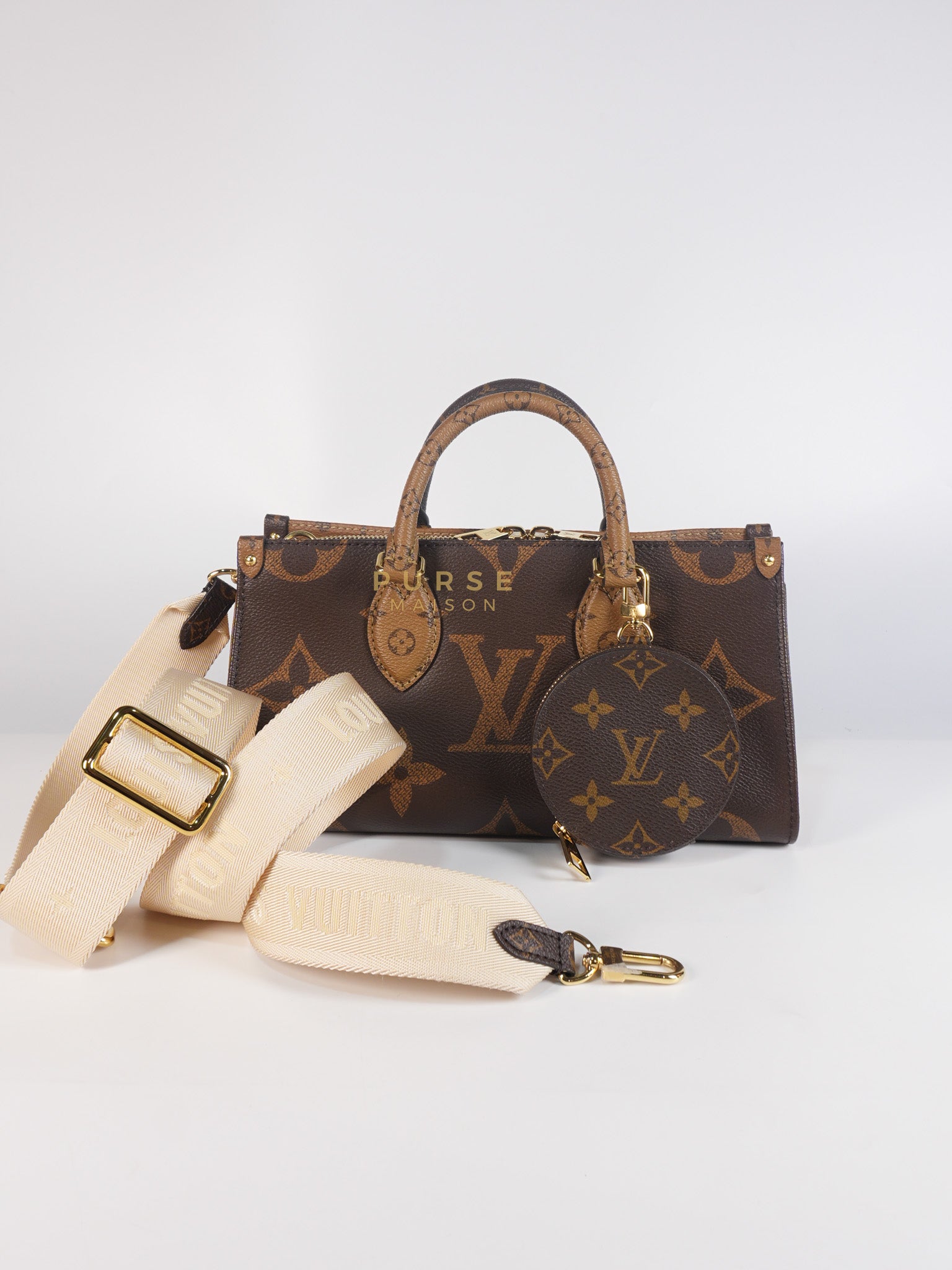 OnTheGo (OTG) East West in Reverse Monogram Canvas & Gold Hardware Microchip | Purse Maison Luxury Bags Shop