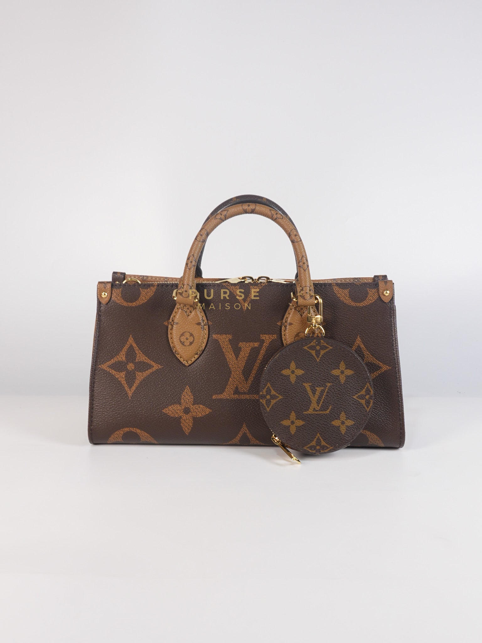 OnTheGo (OTG) East West in Reverse Monogram Canvas & Gold Hardware Microchip | Purse Maison Luxury Bags Shop
