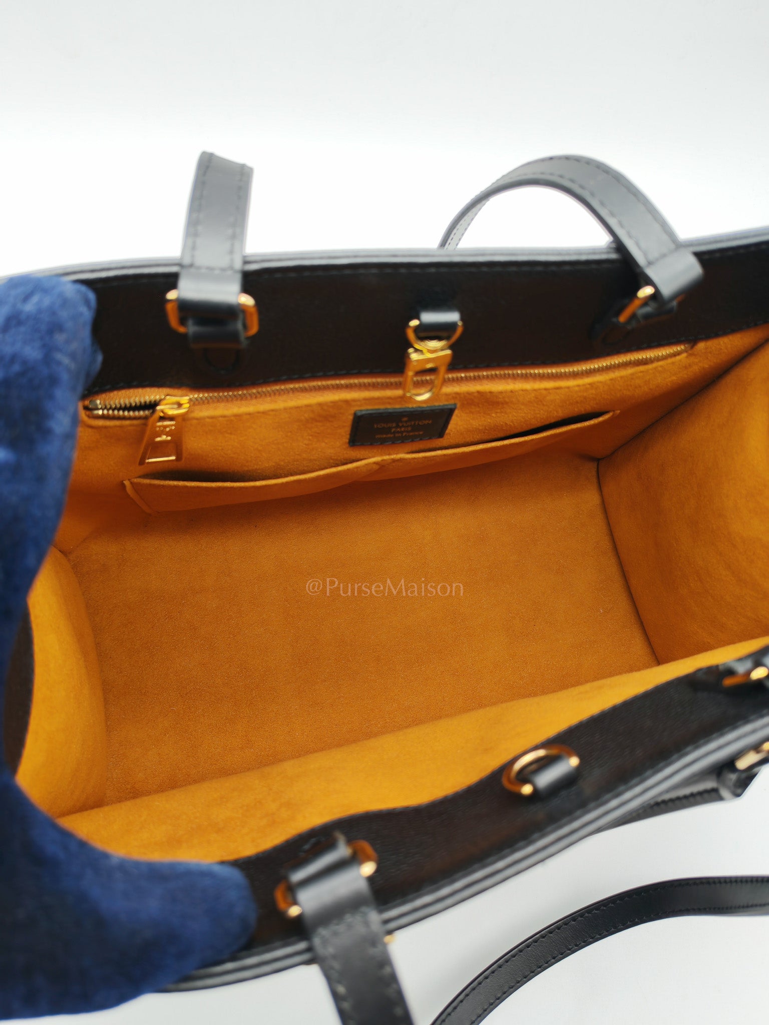 OnTheGo (OTG) MM in Black Empreinte Leather Tote Bag (Microchip) | Purse Maison Luxury Bags Shop