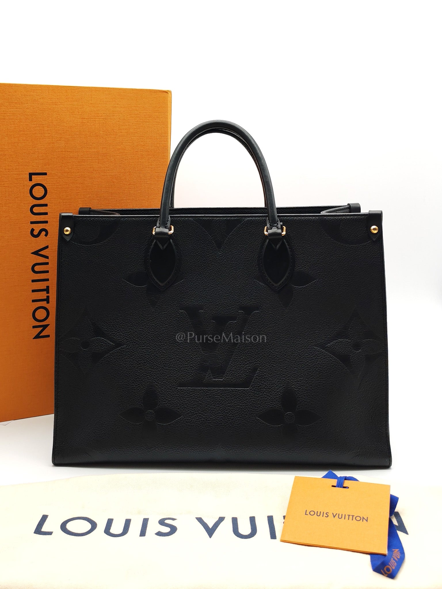 OnTheGo (OTG) MM in Black Empreinte Leather Tote Bag (Microchip) | Purse Maison Luxury Bags Shop