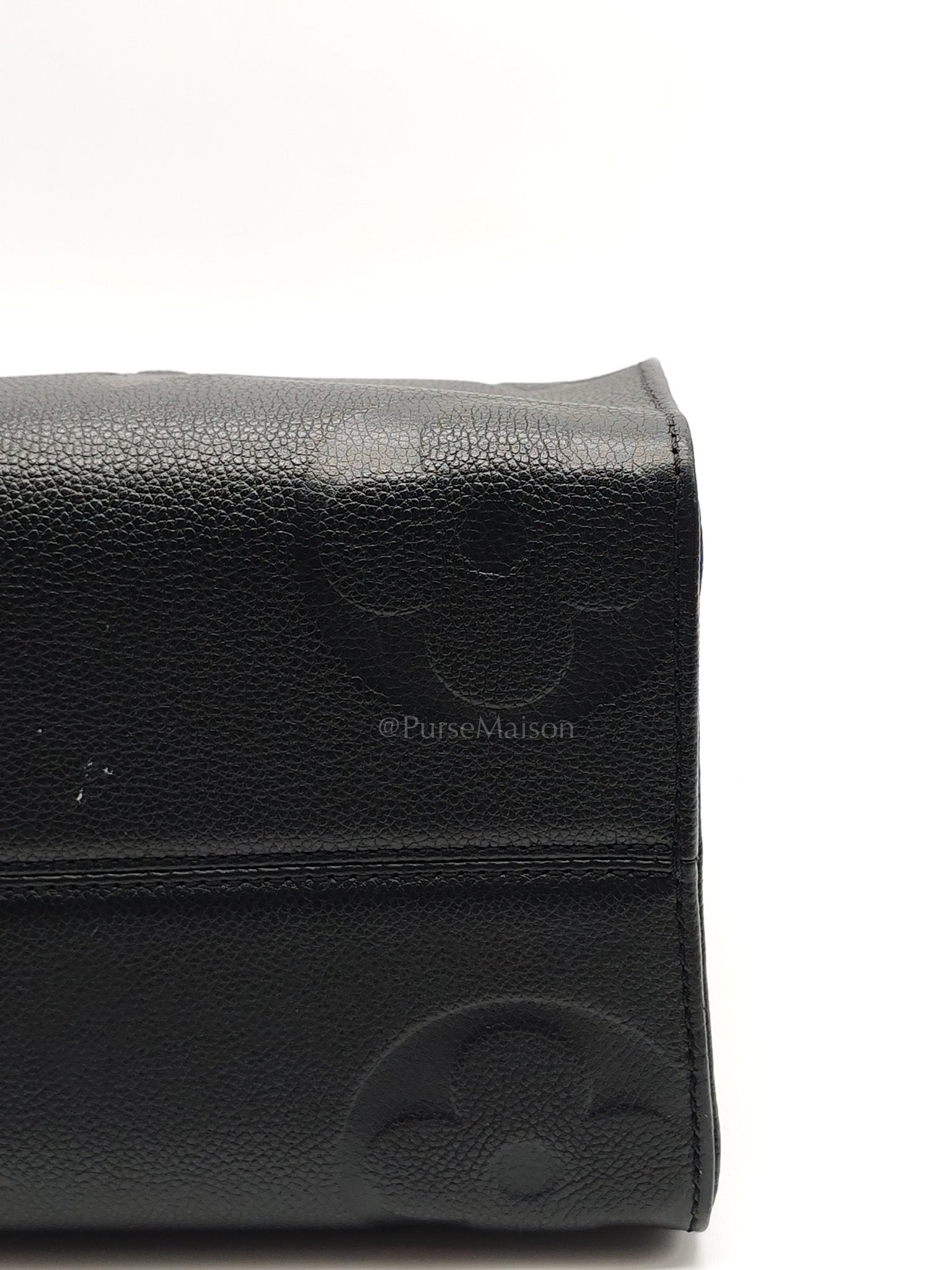 OnTheGo (OTG) MM in Black Monogram Empreinte Leather & Gold Hardware Microchip | Purse Maison Luxury Bags Shop