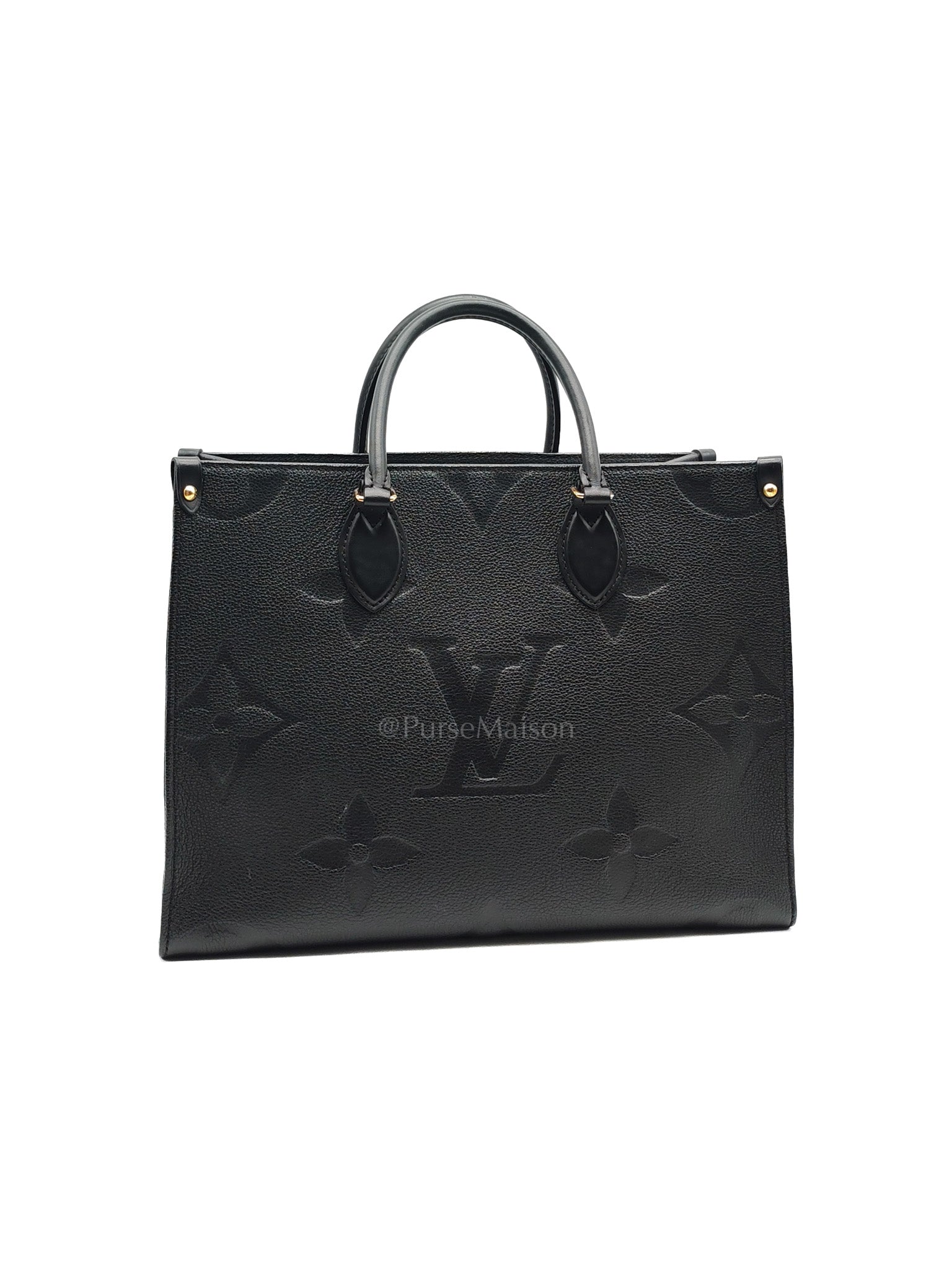 OnTheGo (OTG) MM in Black Monogram Empreinte Leather & Gold Hardware Microchip | Purse Maison Luxury Bags Shop