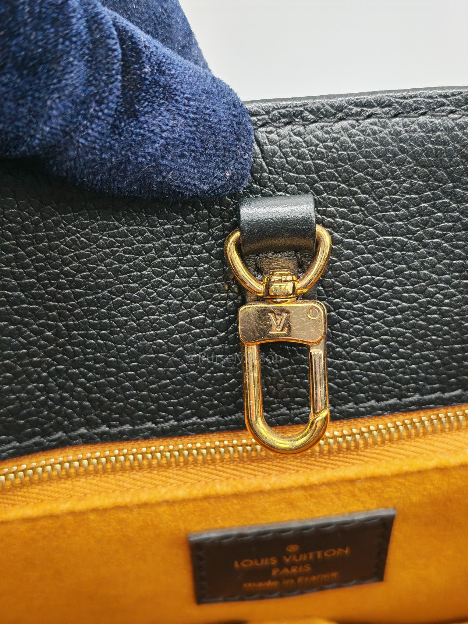 OnTheGo (OTG) MM in Black Monogram Empreinte Leather & Gold Hardware Microchip | Purse Maison Luxury Bags Shop