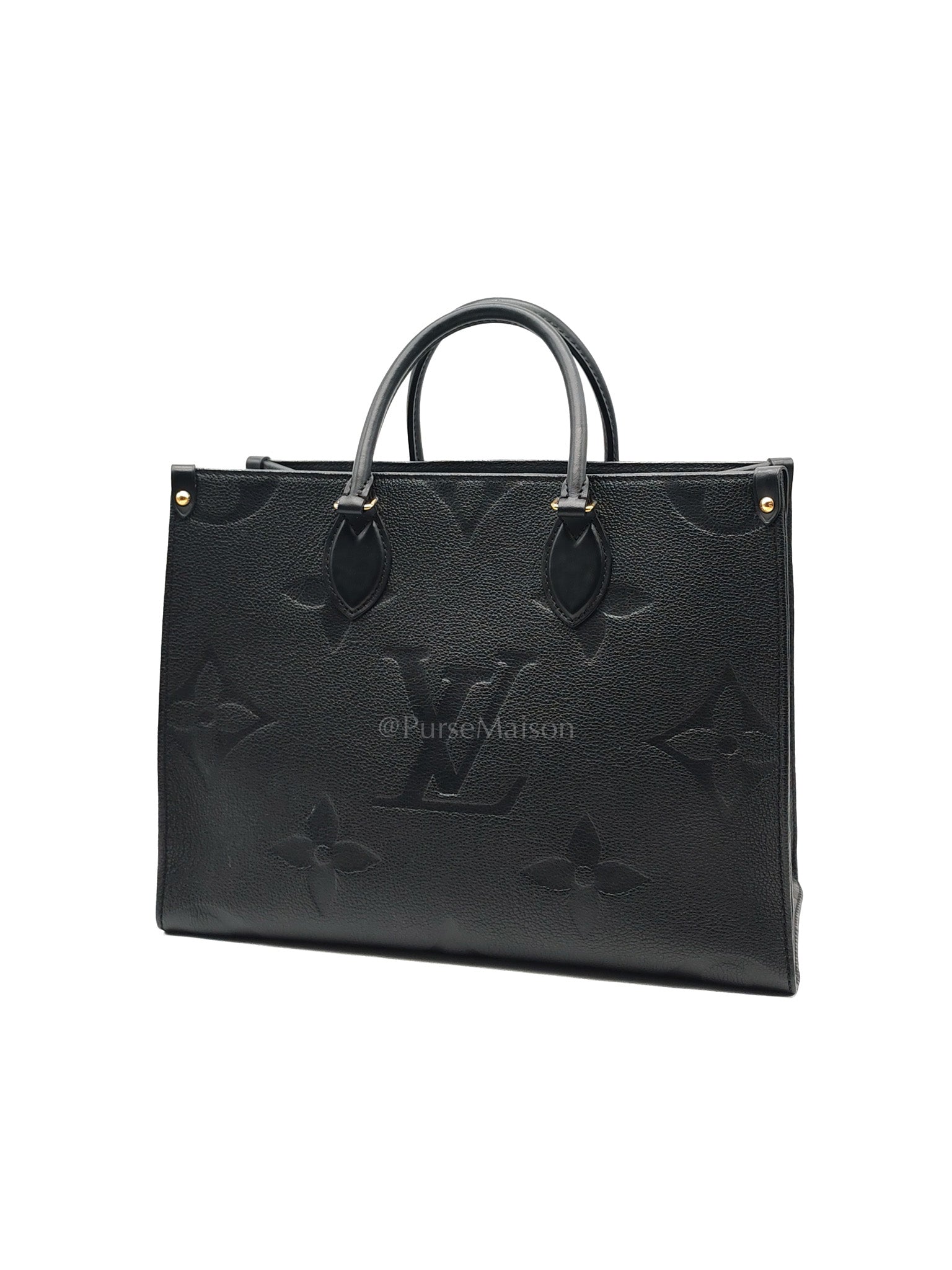 OnTheGo (OTG) MM in Black Monogram Empreinte Leather & Gold Hardware Microchip | Purse Maison Luxury Bags Shop