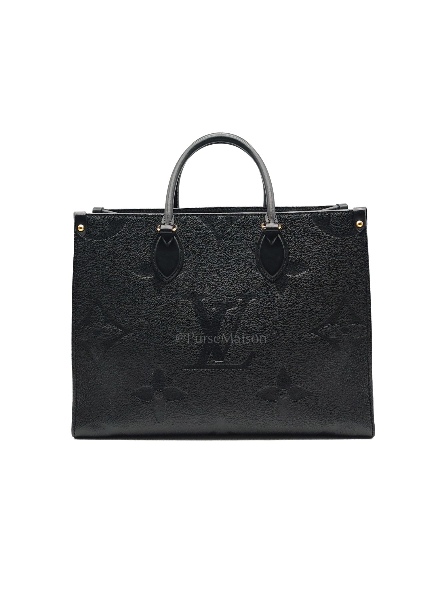 OnTheGo (OTG) MM in Black Monogram Empreinte Leather & Gold Hardware Microchip | Purse Maison Luxury Bags Shop