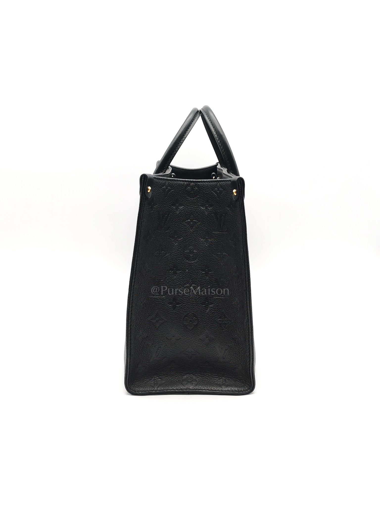 OnTheGo (OTG) MM in Black Monogram Empreinte Leather & Gold Hardware Microchip | Purse Maison Luxury Bags Shop