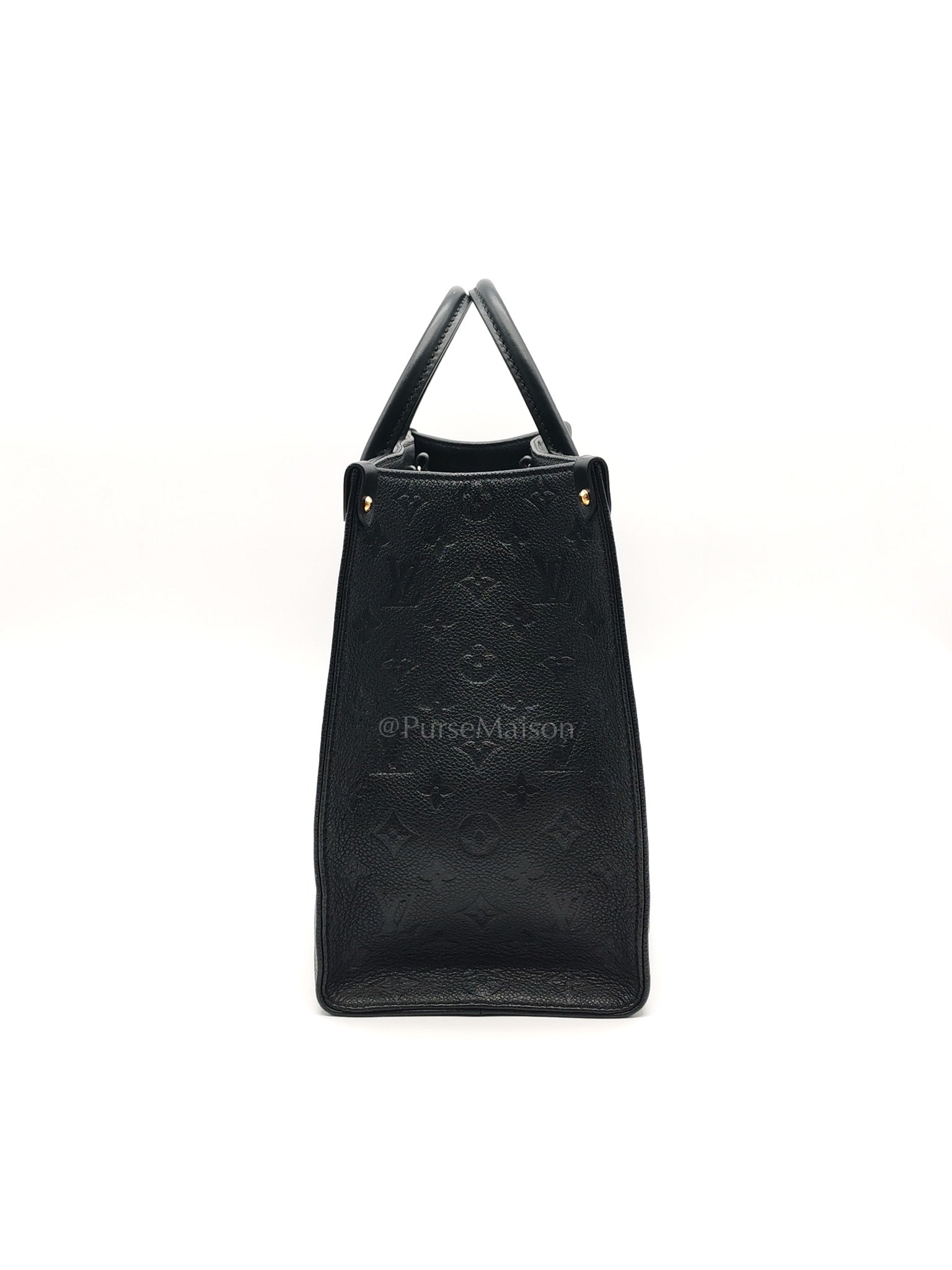 OnTheGo (OTG) MM in Black Monogram Empreinte Leather & Gold Hardware Microchip | Purse Maison Luxury Bags Shop