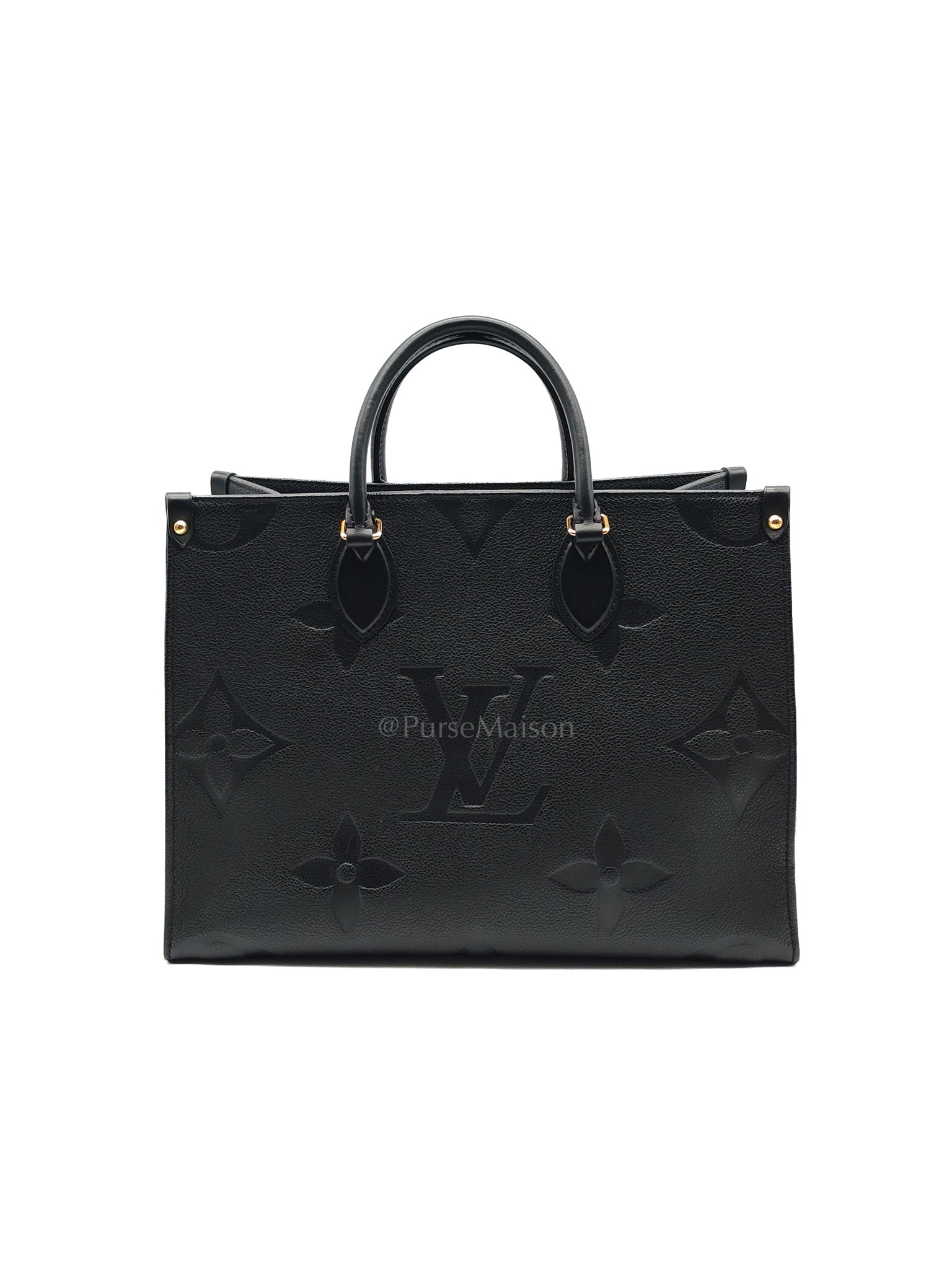 OnTheGo (OTG) MM in Black Monogram Empreinte Leather & Gold Hardware Microchip | Purse Maison Luxury Bags Shop