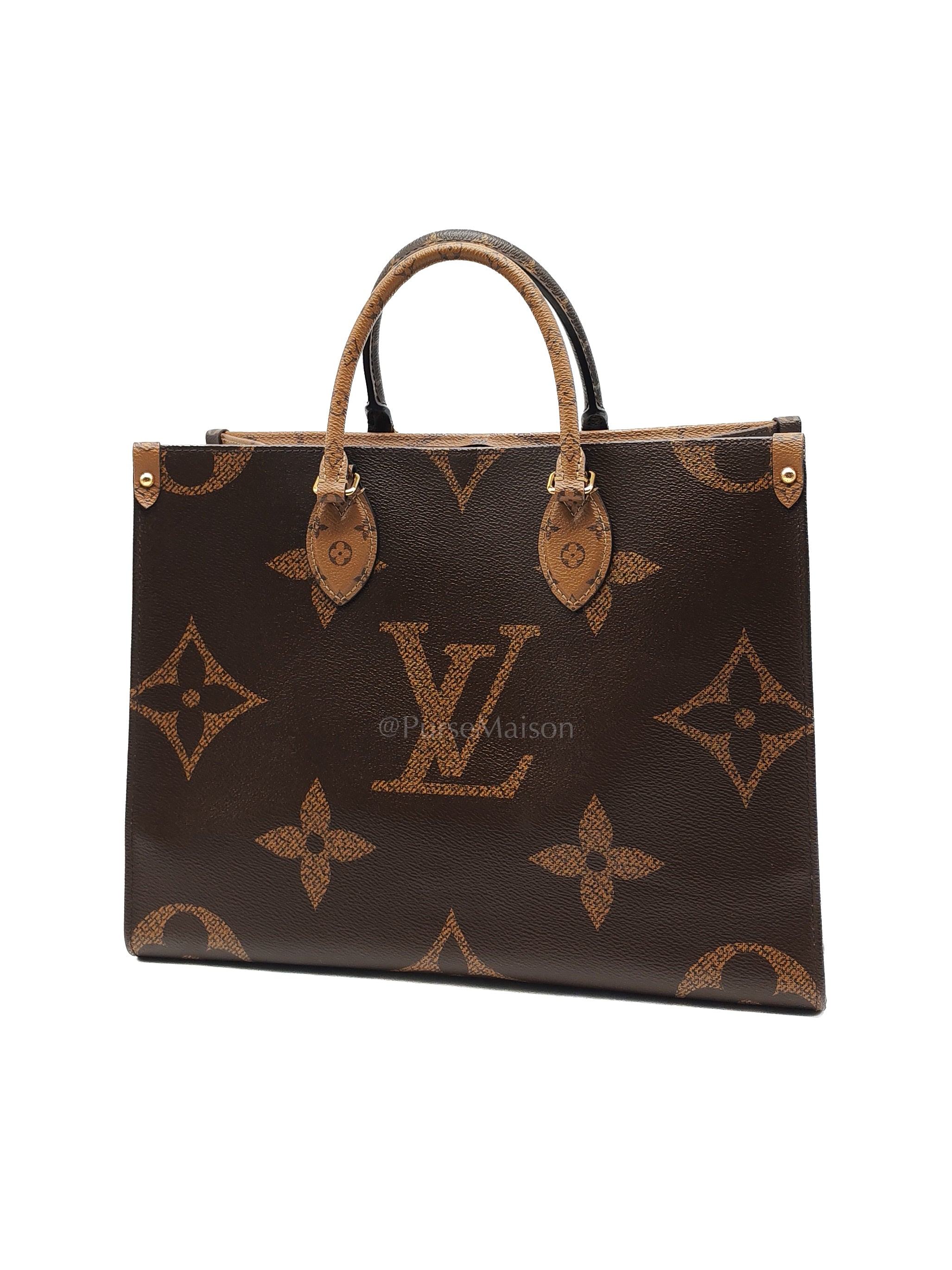 OnTheGo (OTG) MM in Reverse Monogram Canvas and Gold Hardware Microchip | Purse Maison Luxury Bags Shop