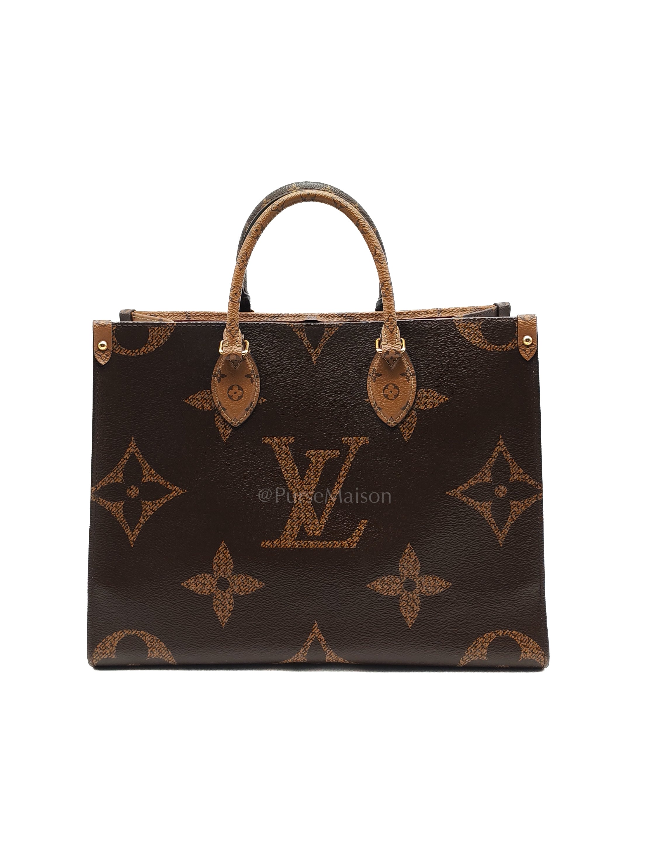 OnTheGo (OTG) MM in Reverse Monogram Canvas and Gold Hardware Microchip | Purse Maison Luxury Bags Shop