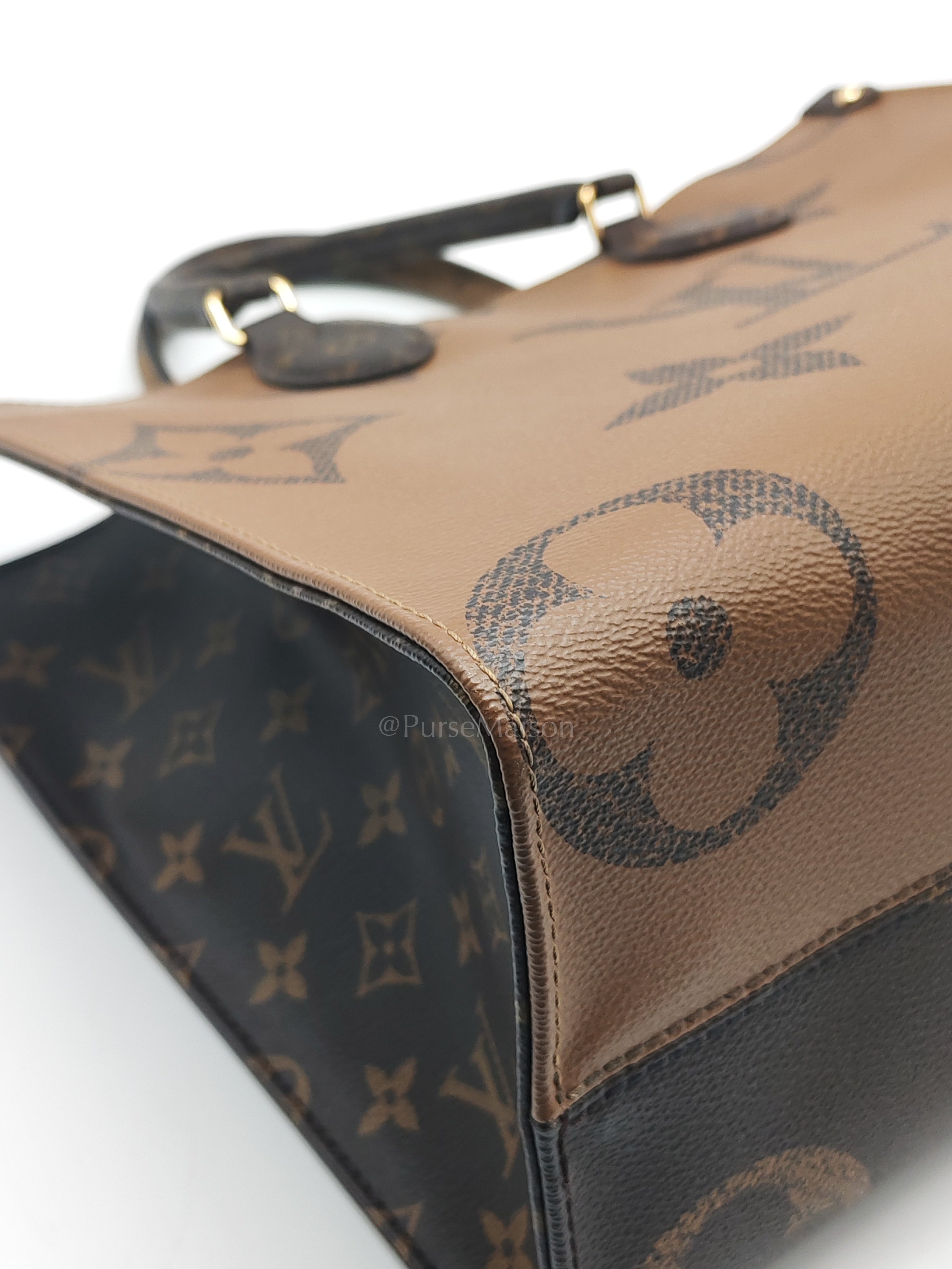 OnTheGo (OTG) MM in Reverse Monogram Canvas & Gold Hardware Microchip | Purse Maison Luxury Bags Shop