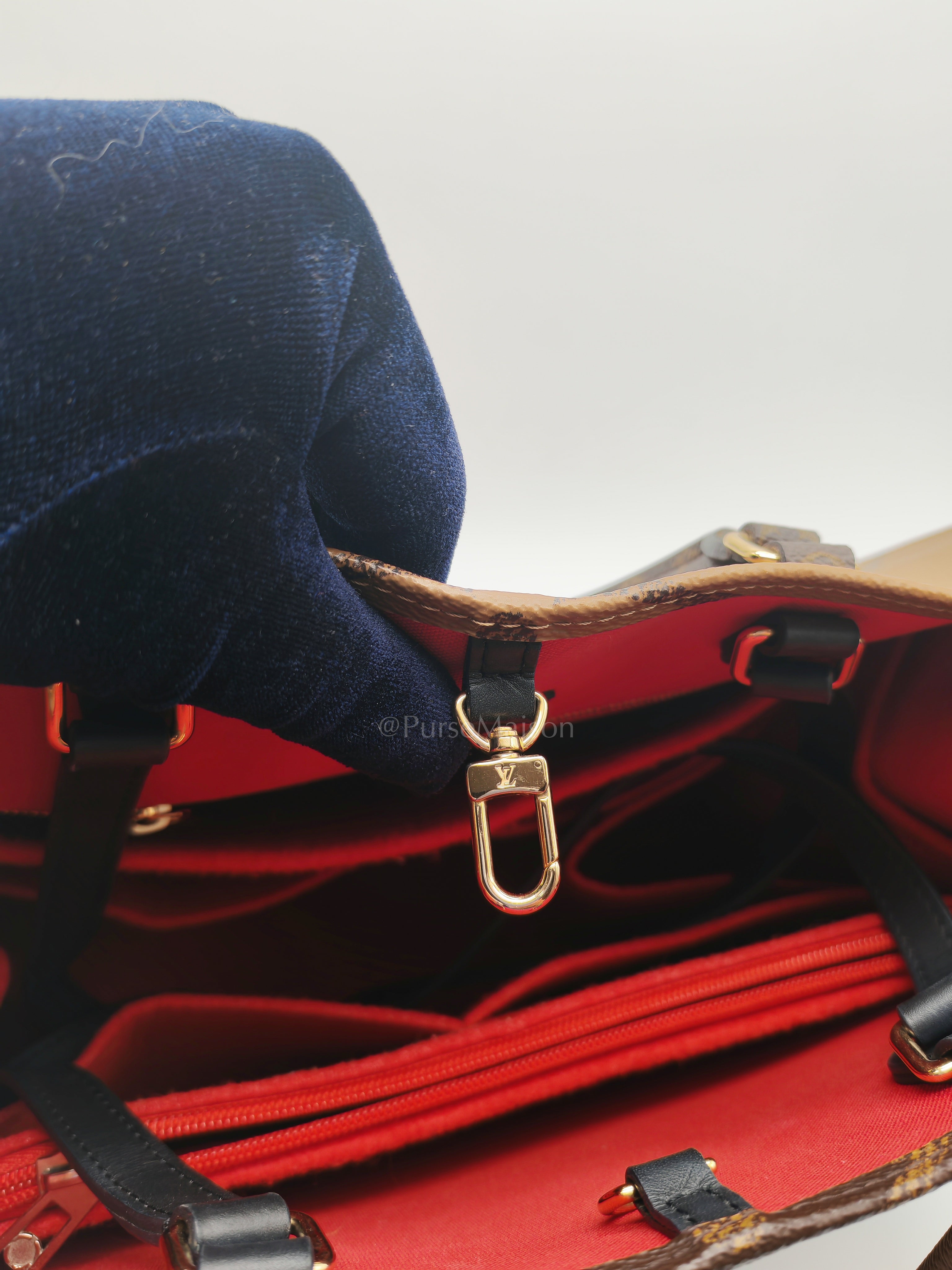 OnTheGo (OTG) MM in Reverse Monogram Canvas & Gold Hardware Microchip | Purse Maison Luxury Bags Shop