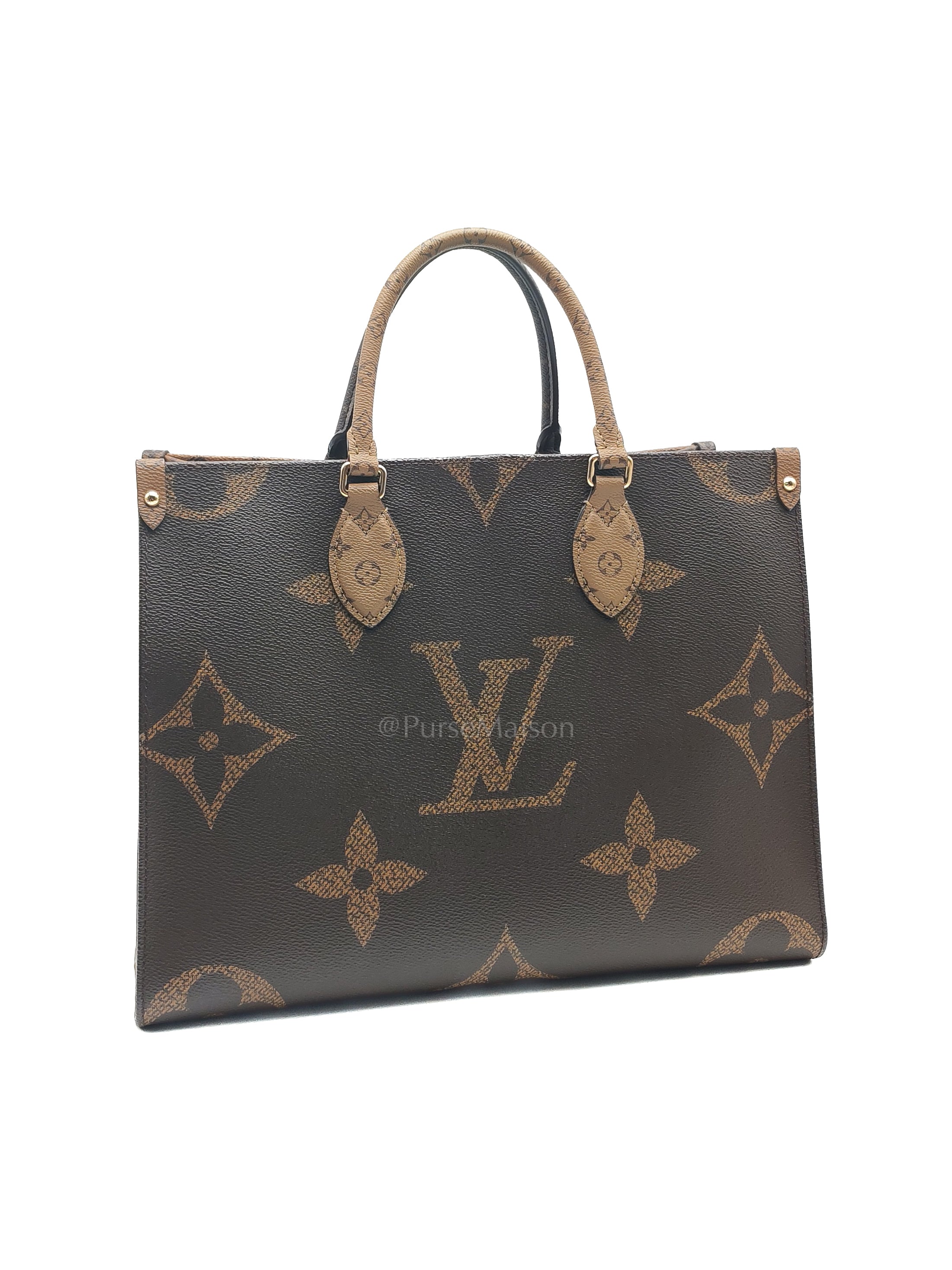 OnTheGo (OTG) MM in Reverse Monogram Canvas & Gold Hardware Microchip | Purse Maison Luxury Bags Shop