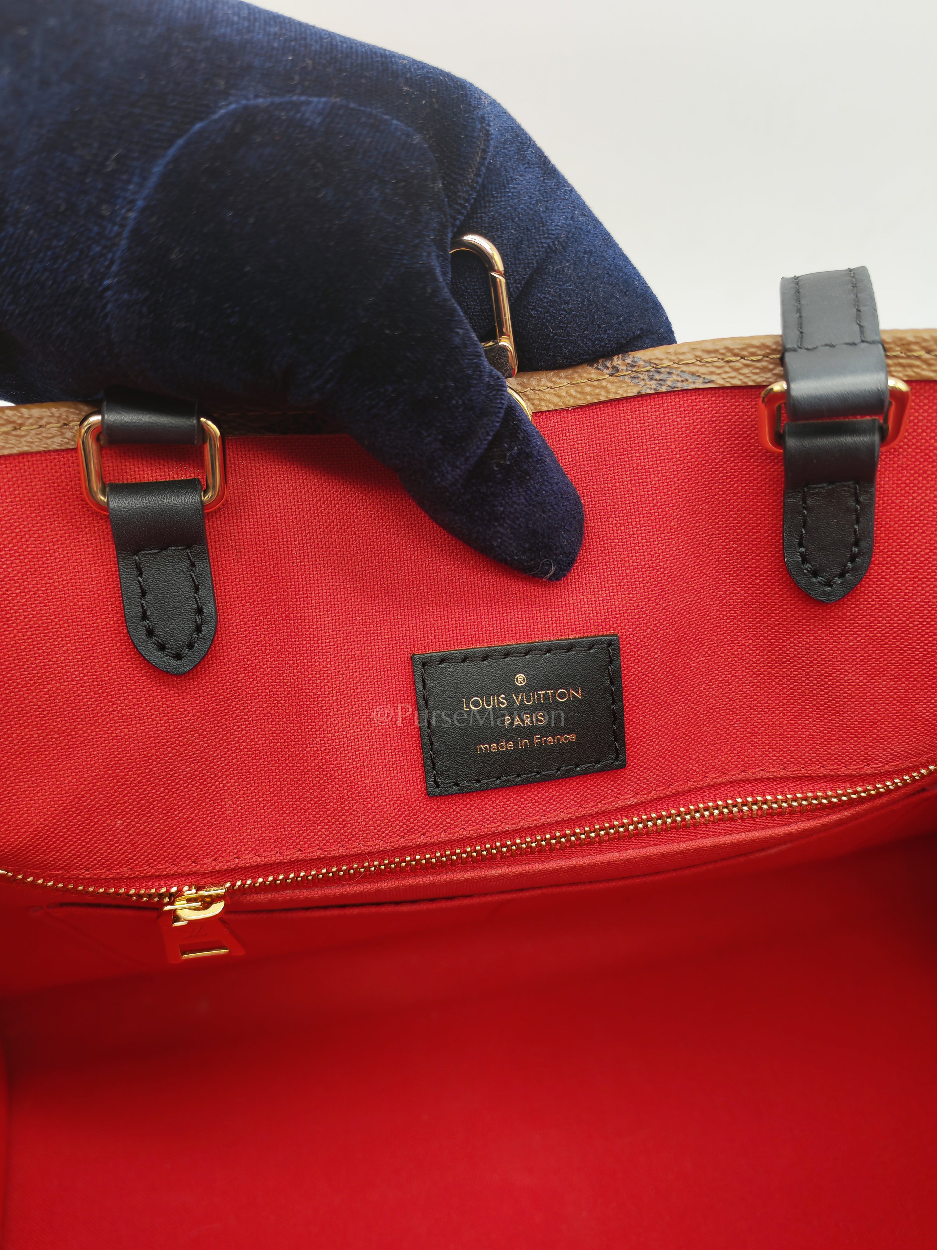 OnTheGo (OTG) MM in Reverse Monogram Canvas & Gold Hardware Microchip | Purse Maison Luxury Bags Shop