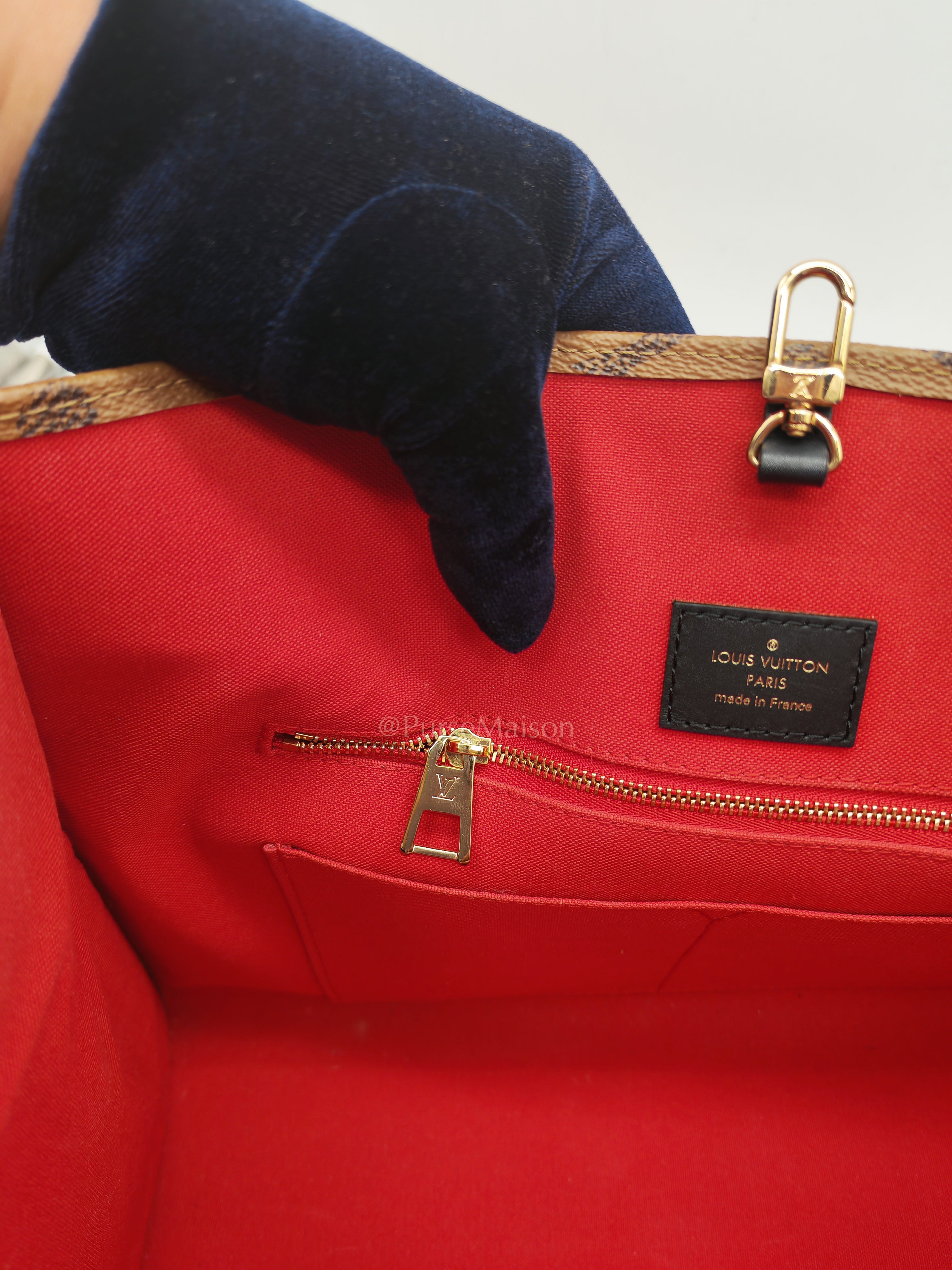 OnTheGo (OTG) MM in Reverse Monogram Canvas & Gold Hardware Microchip | Purse Maison Luxury Bags Shop