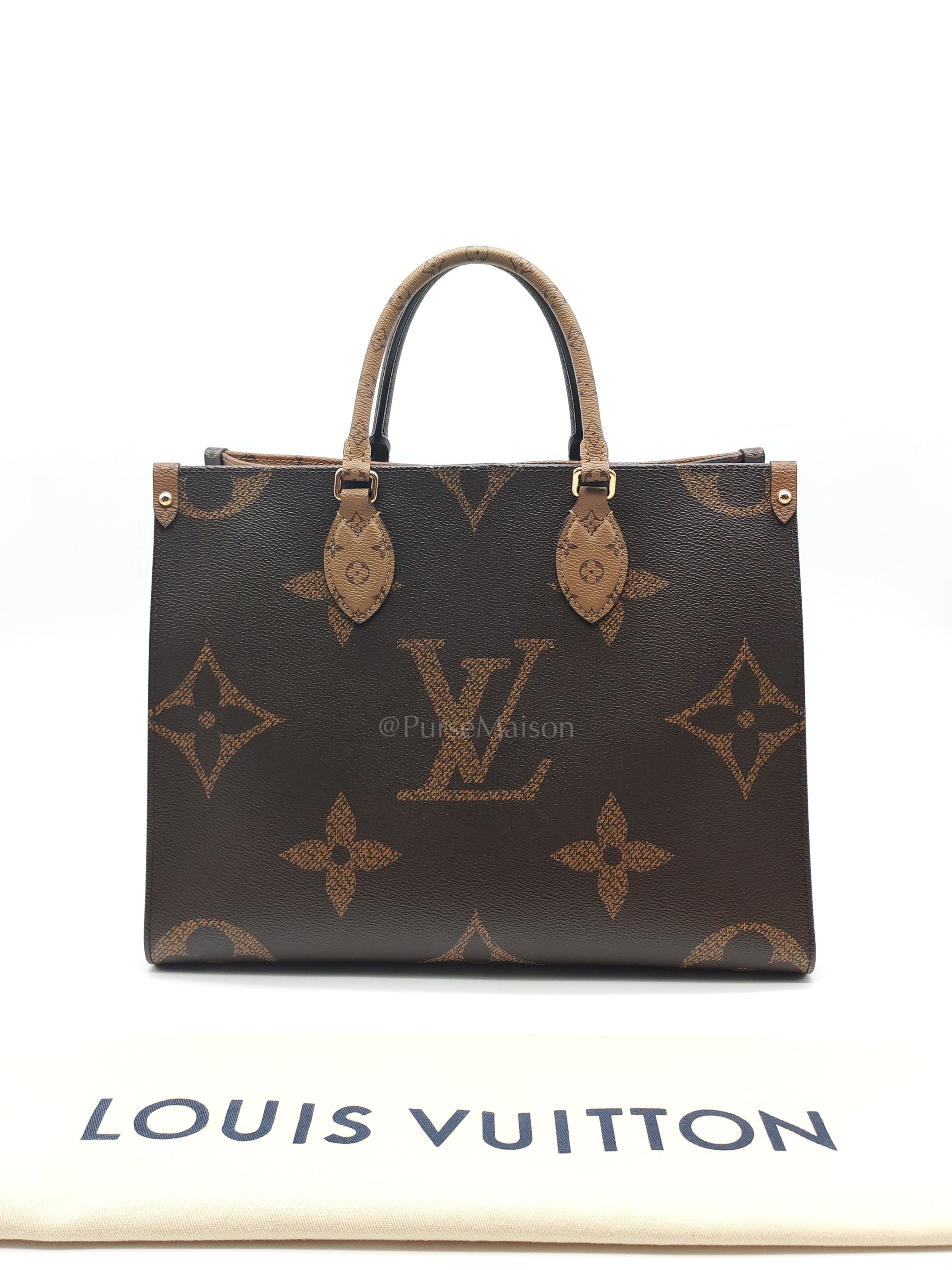 OnTheGo (OTG) MM in Reverse Monogram Canvas & Gold Hardware Microchip | Purse Maison Luxury Bags Shop