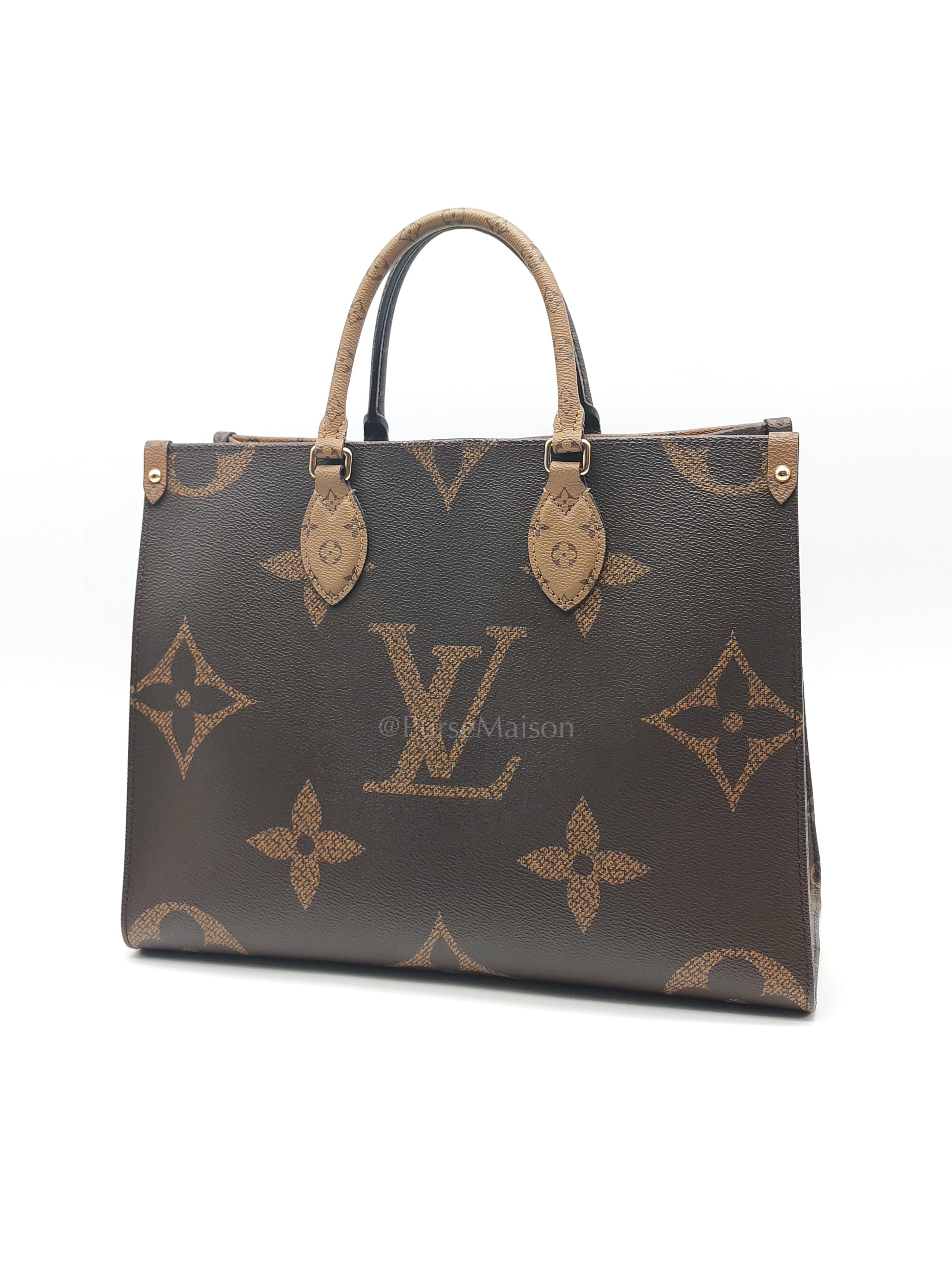 OnTheGo (OTG) MM in Reverse Monogram Canvas & Gold Hardware Microchip | Purse Maison Luxury Bags Shop