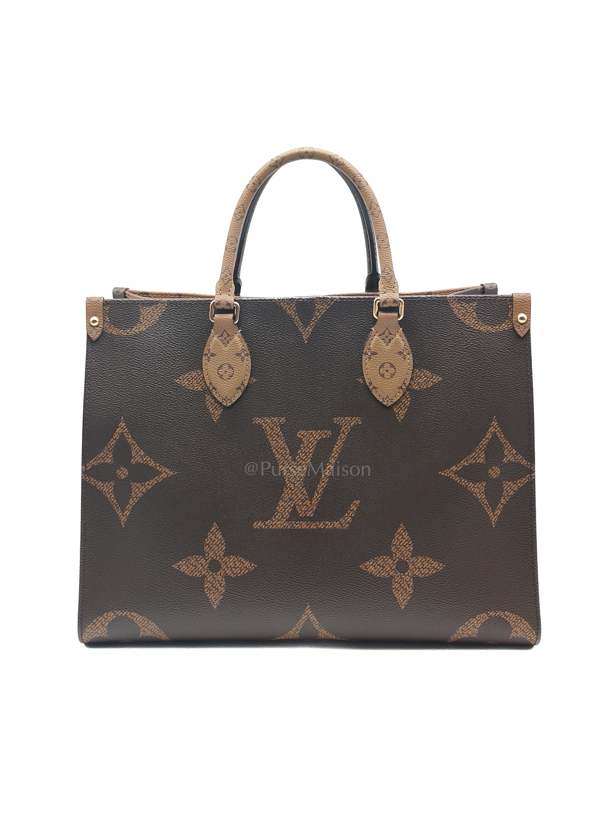 OnTheGo (OTG) MM in Reverse Monogram Canvas & Gold Hardware Microchip | Purse Maison Luxury Bags Shop