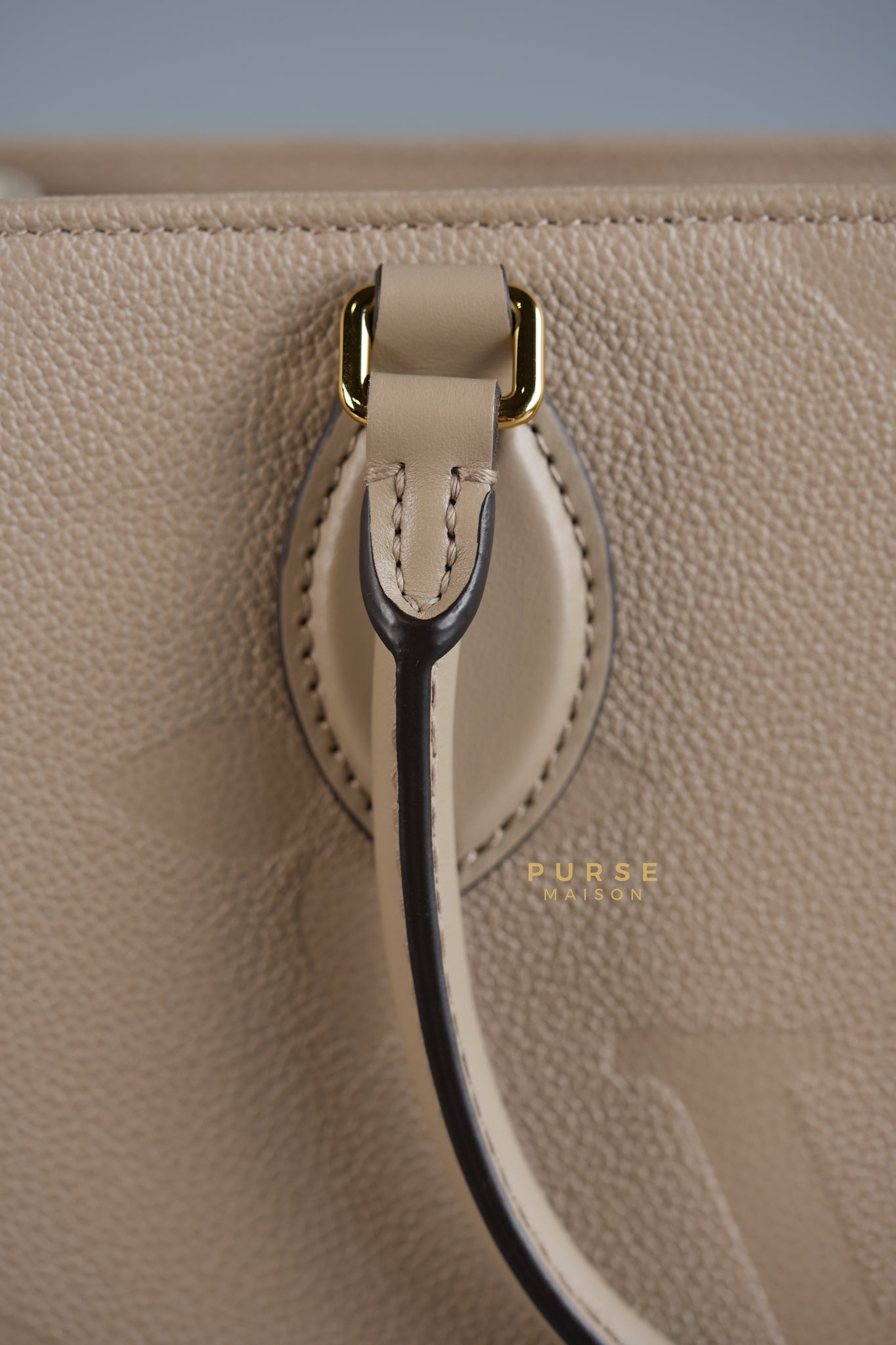 OnTheGo (OTG) MM Tourterelle Empreinte Monogram (Microchip) | Purse Maison Luxury Bags Shop