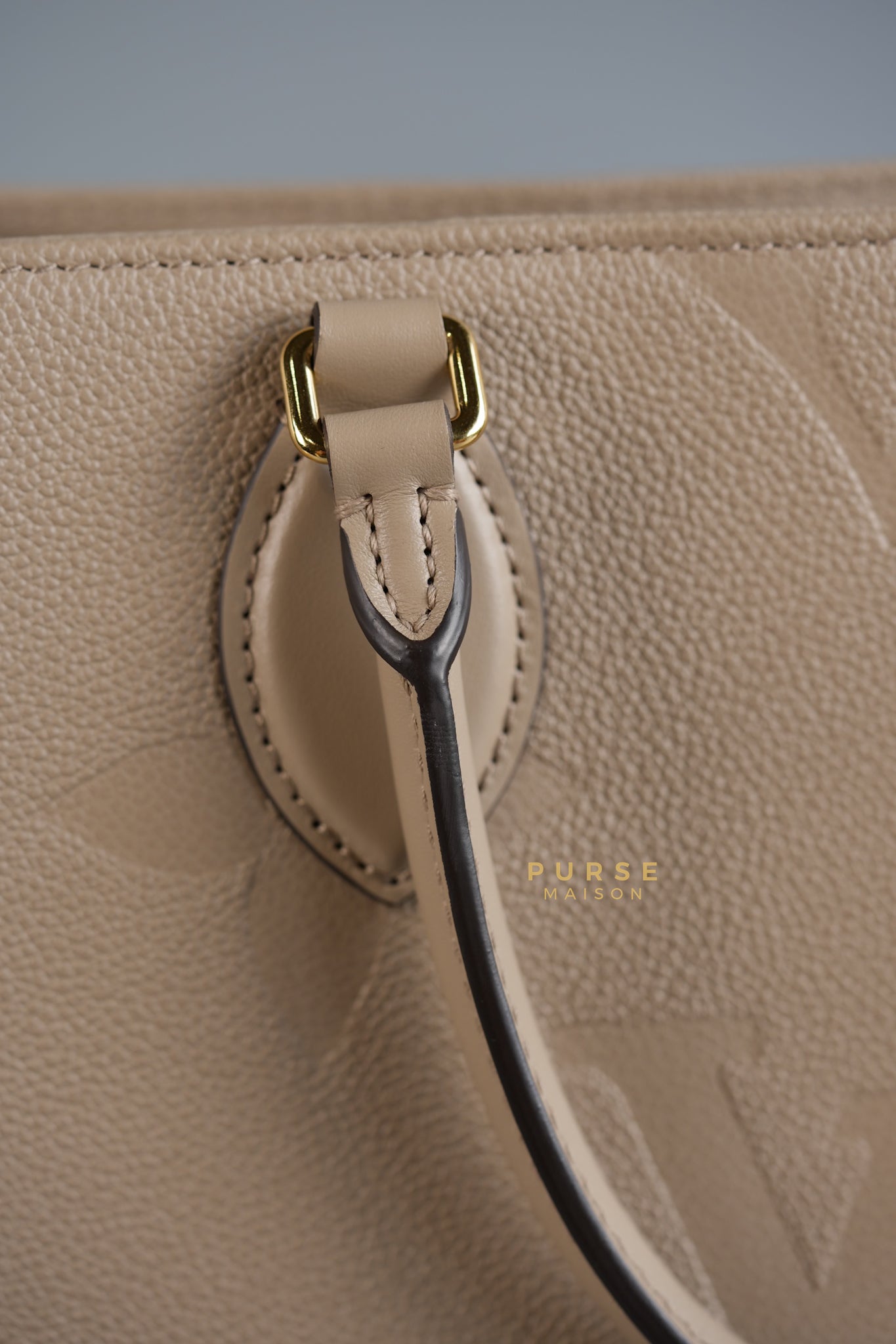 OnTheGo (OTG) MM Tourterelle Empreinte Monogram (Microchip) | Purse Maison Luxury Bags Shop