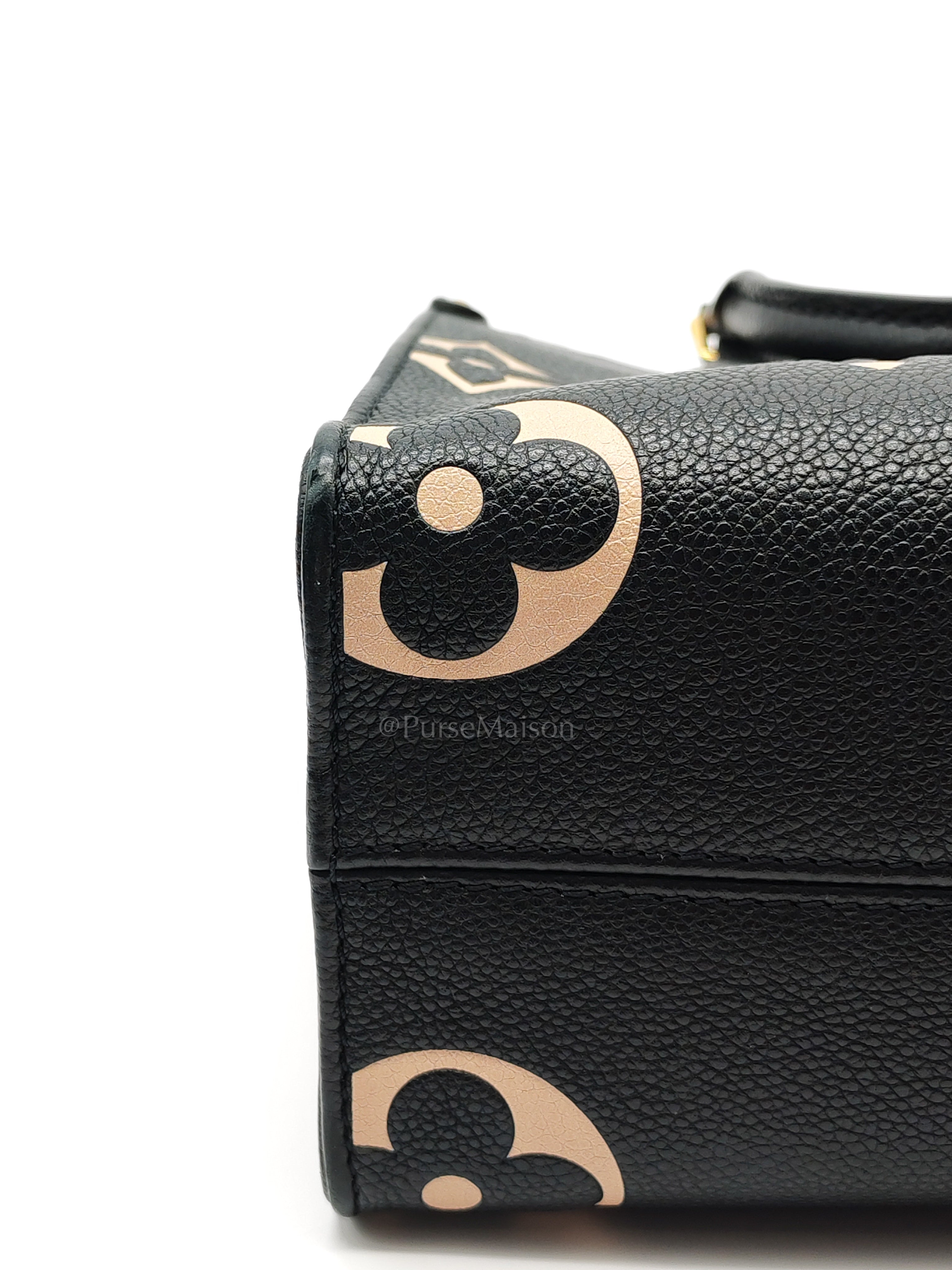 OnTheGo (OTG) PM in Bicolor Black/Creme Monogram Giant Empreinte & Gold Hardware Microchip | Purse Maison Luxury Bags Shop