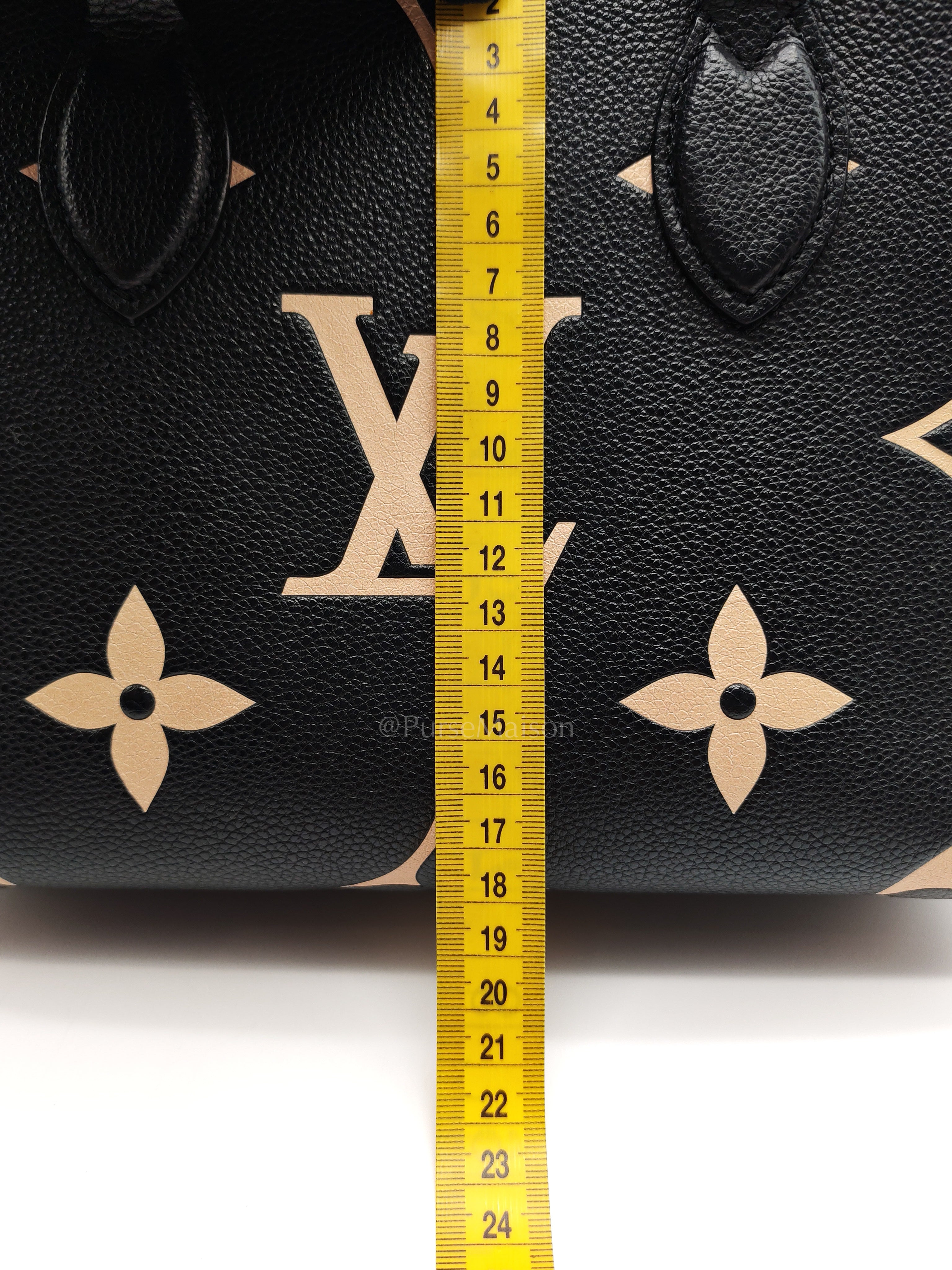 OnTheGo (OTG) PM in Bicolor Black/Creme Monogram Giant Empreinte & Gold Hardware Microchip | Purse Maison Luxury Bags Shop