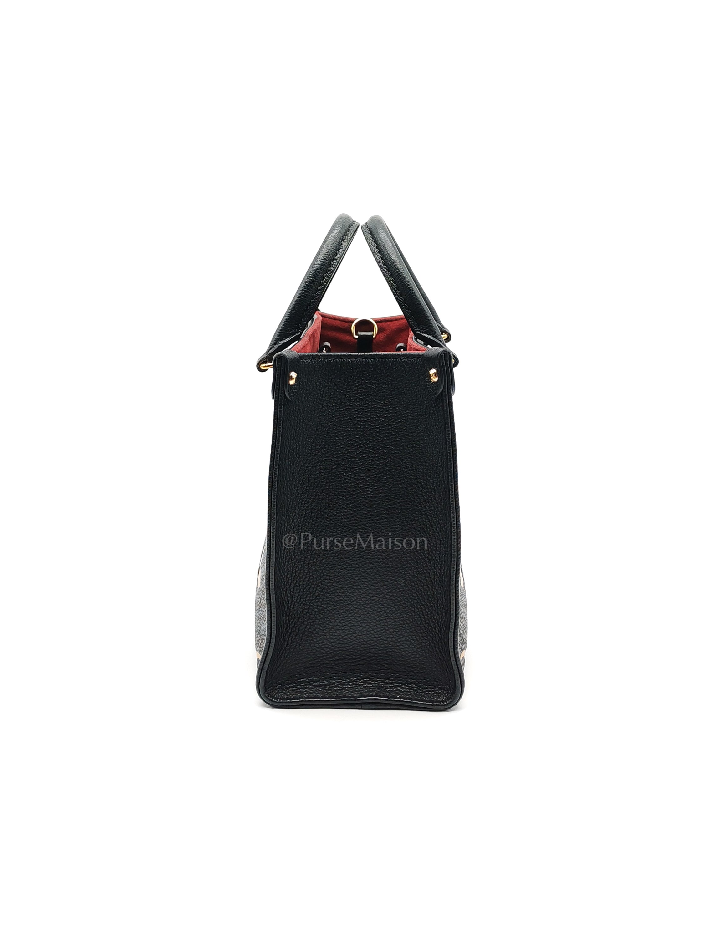 OnTheGo (OTG) PM in Bicolor Black/Creme Monogram Giant Empreinte & Gold Hardware Microchip | Purse Maison Luxury Bags Shop