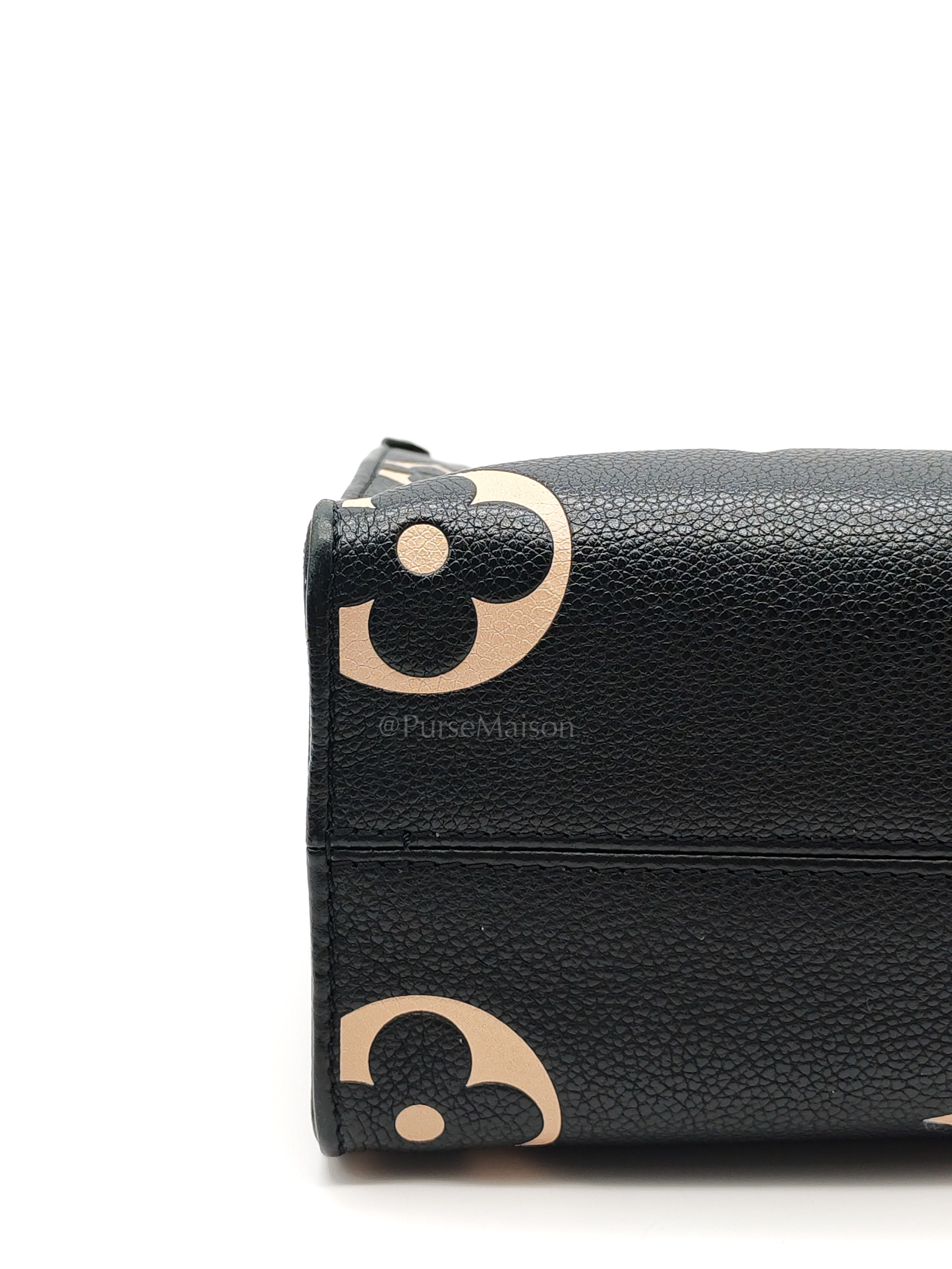 OnTheGo (OTG) PM in Bicolor Black/Creme Monogram Giant Empreinte & Gold Hardware Microchip | Purse Maison Luxury Bags Shop
