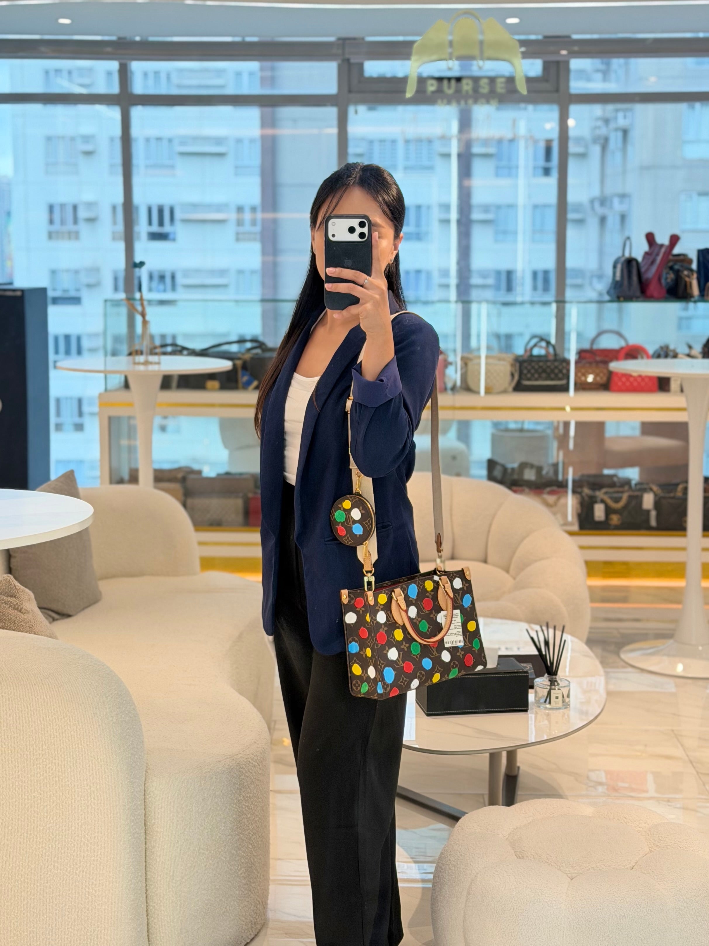 OnTheGo (OTG) PM in Yayoi Kusama Monogram Painted Dots Canvas (Microchip) | Purse Maison Luxury Bags Shop