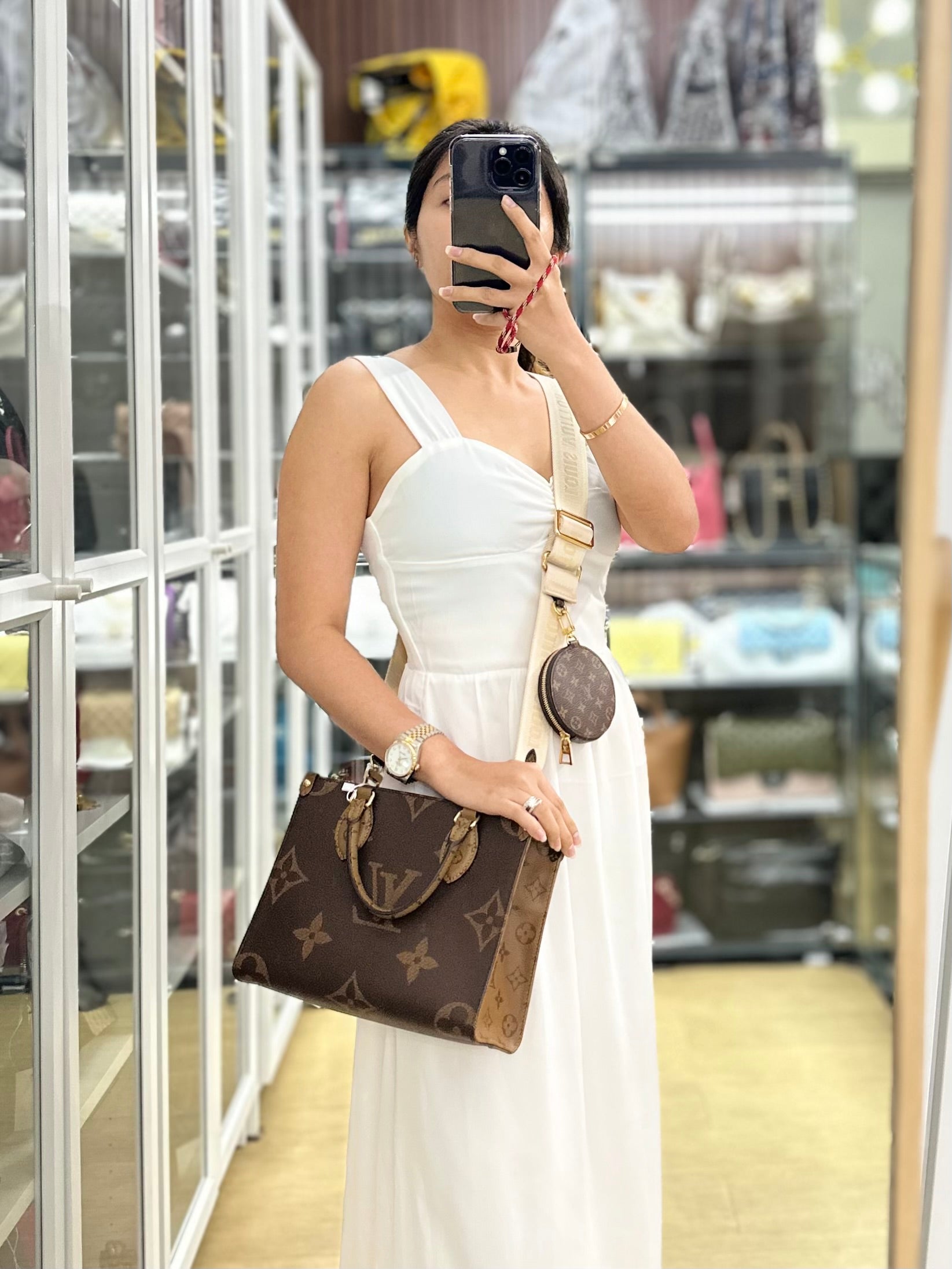 Louis Vuitton OnTheGo (OTG) PM Reverse Monogram Leather (Microchip) | Purse Maison Luxury Bags Shop